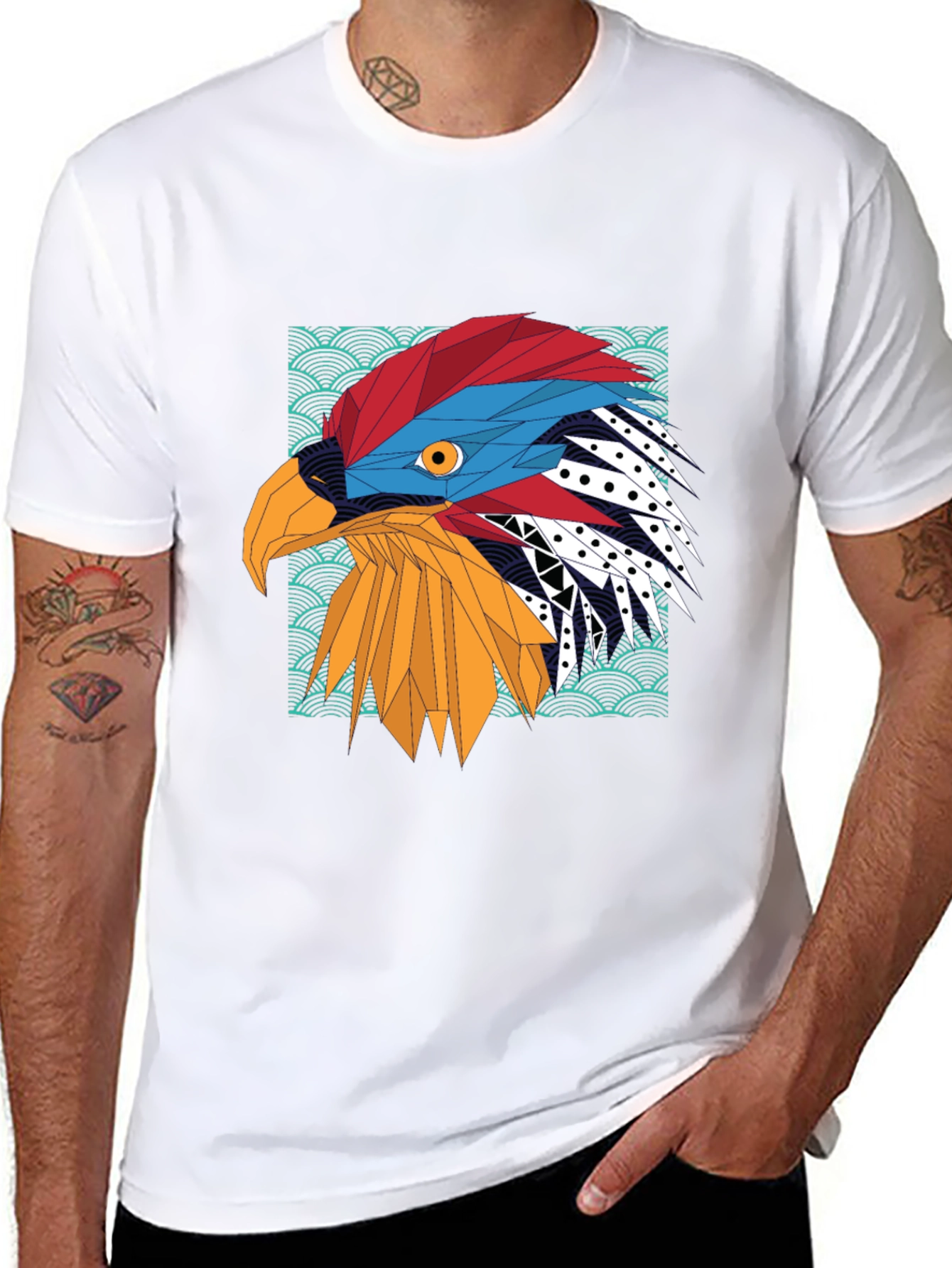 Geometric Eagle Graphic Tee - Stylish Mens T-Shirt