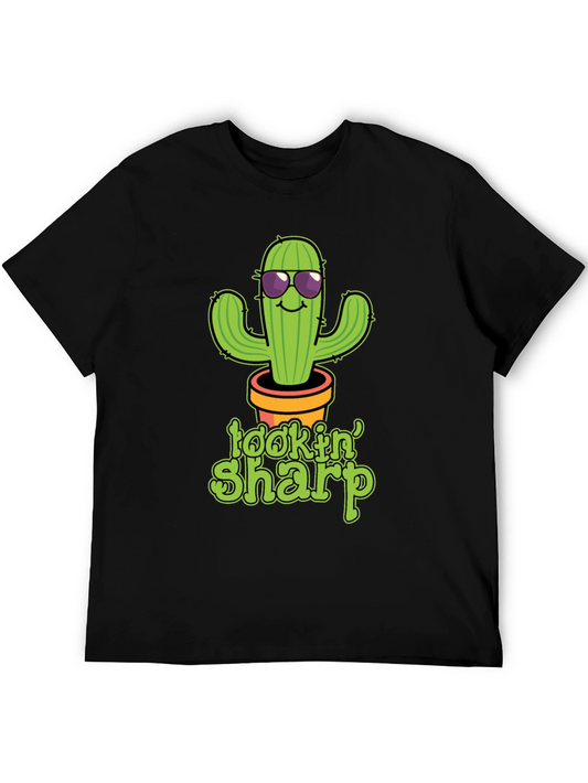Lookin Sharp Cactus Graphic T-Shirt - Funny Potted Plant Tee