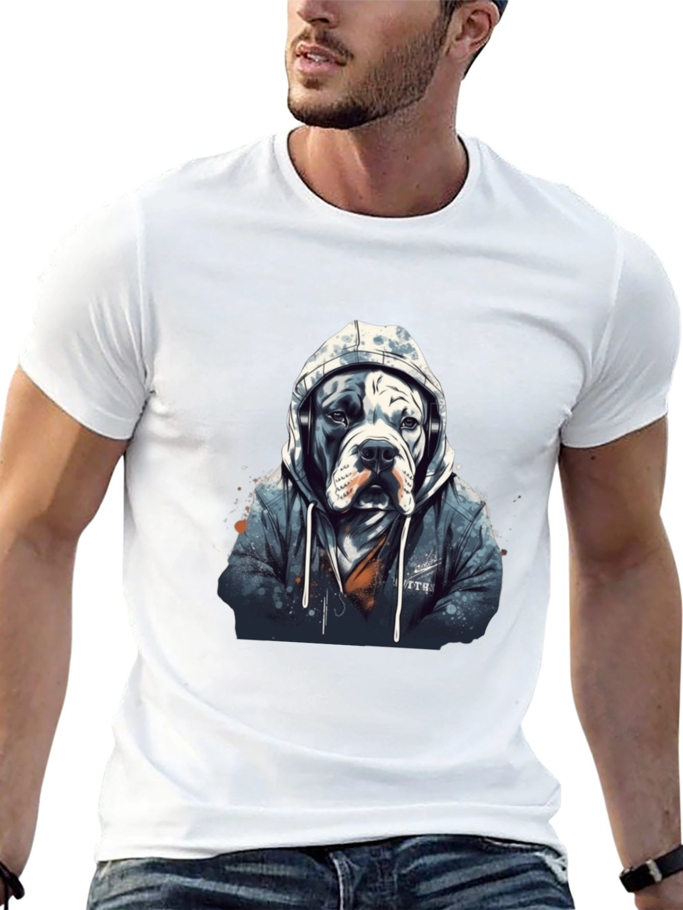 Dog in Hoodie Graphic Tee - Urban Style