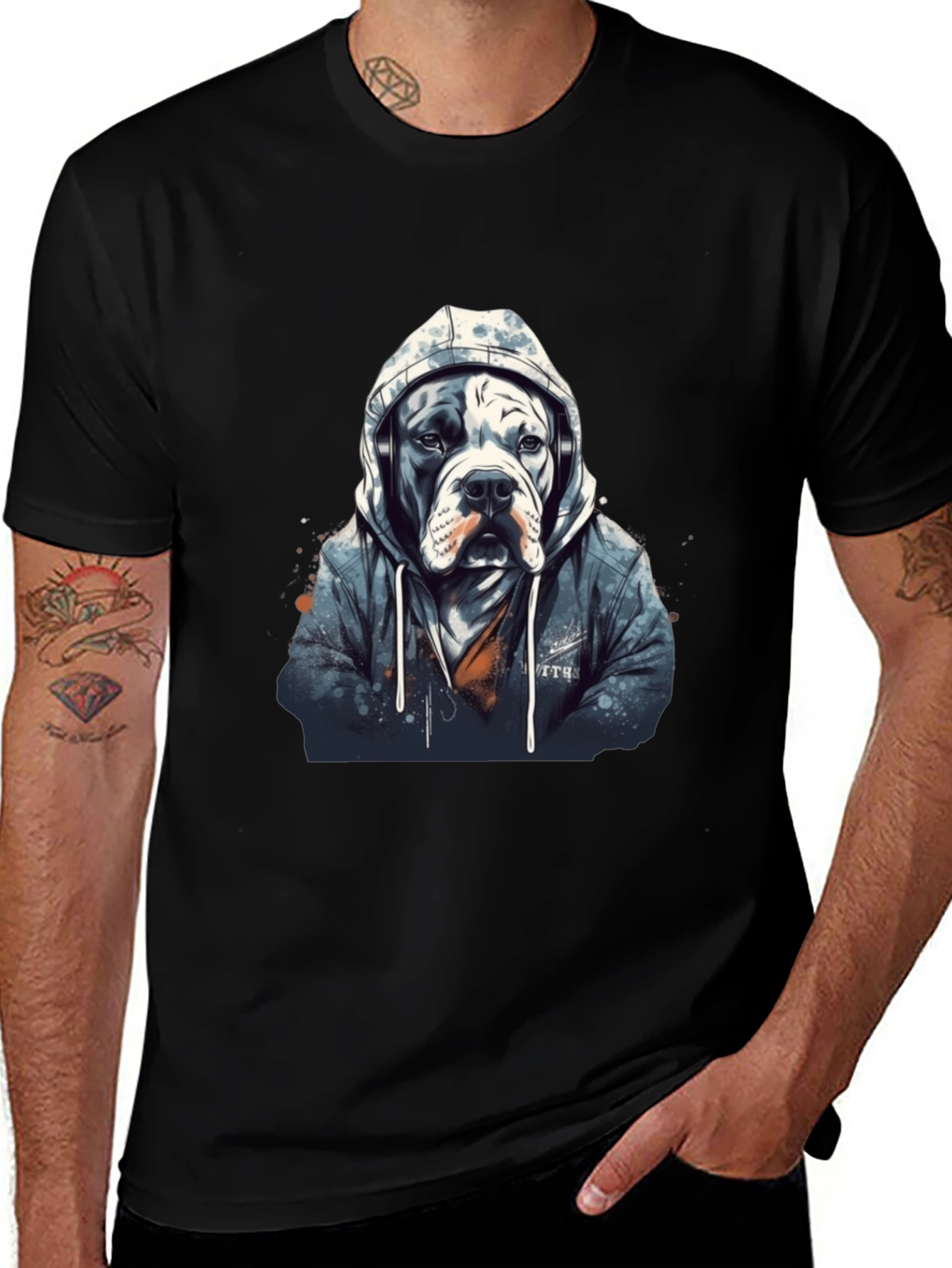 Dog in Hoodie Graphic Tee - Urban Style