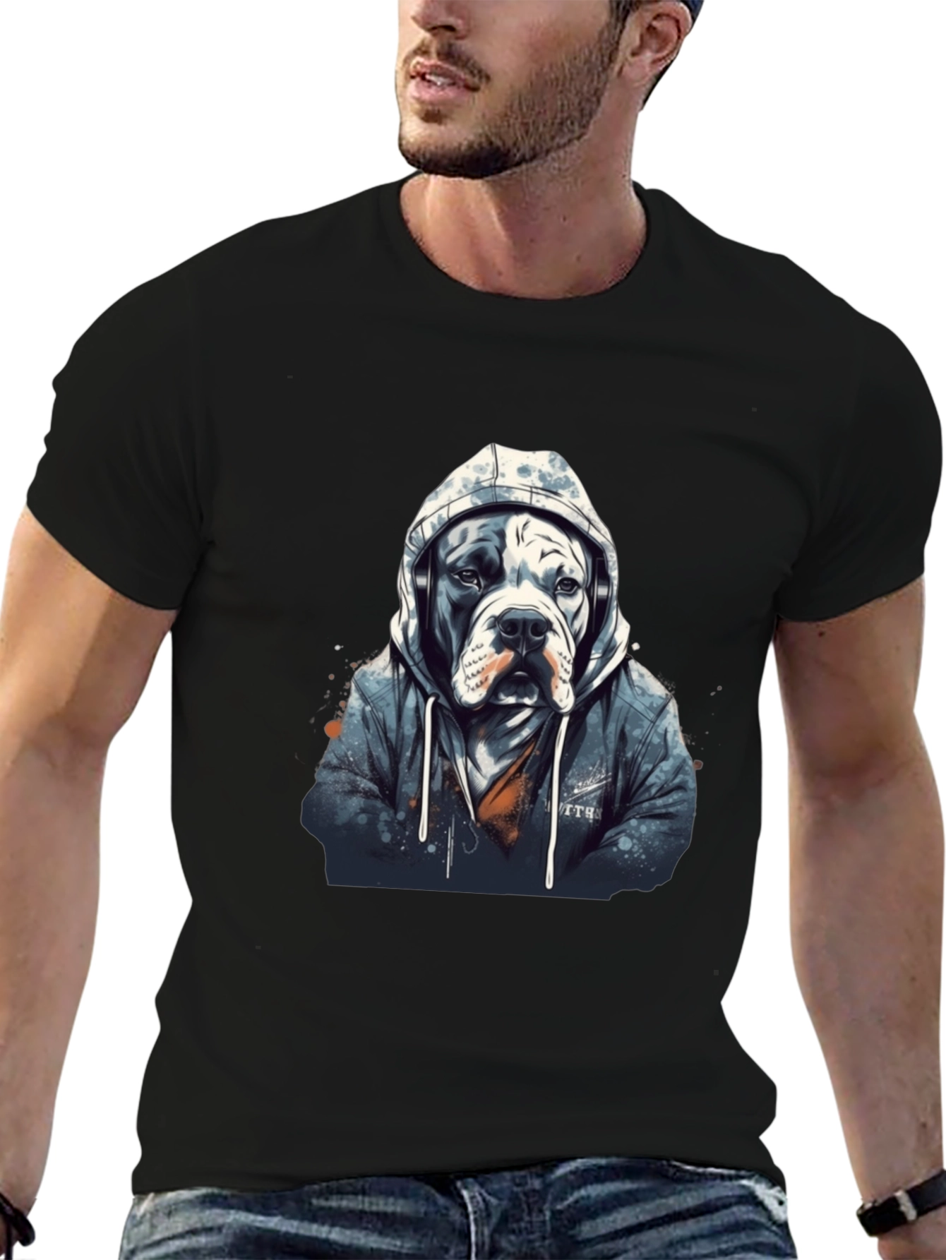 Dog in Hoodie Graphic Tee - Urban Style
