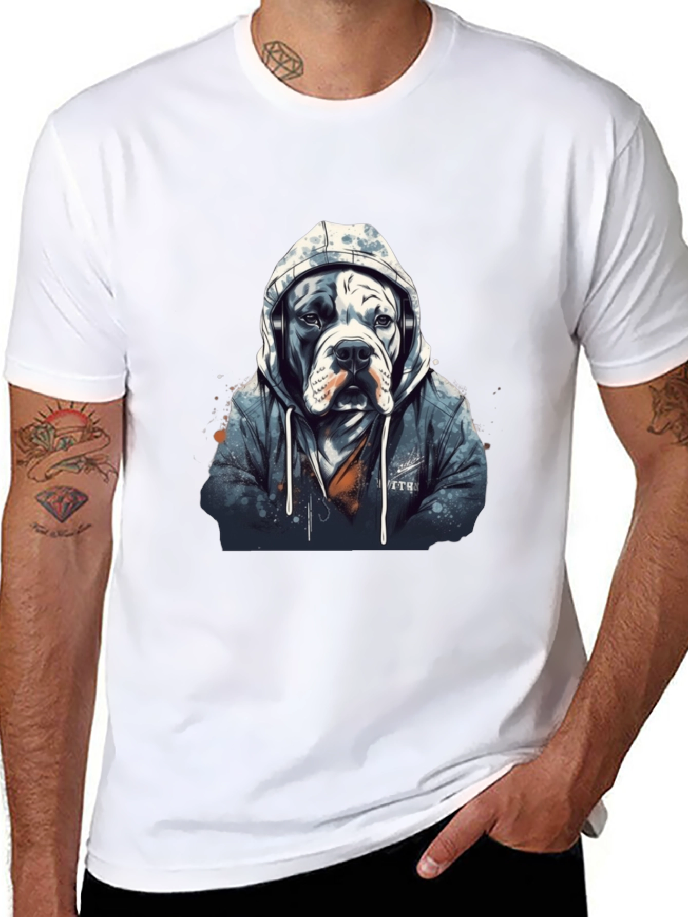 Dog in Hoodie Graphic Tee - Urban Style