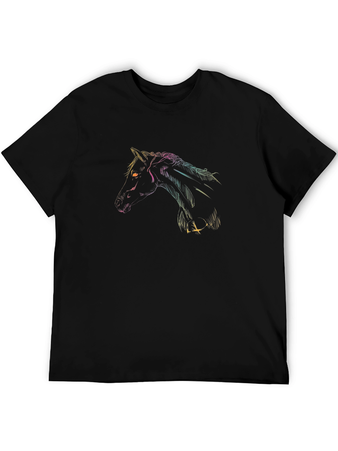 Neon Horse Graphic Black T-Shirt