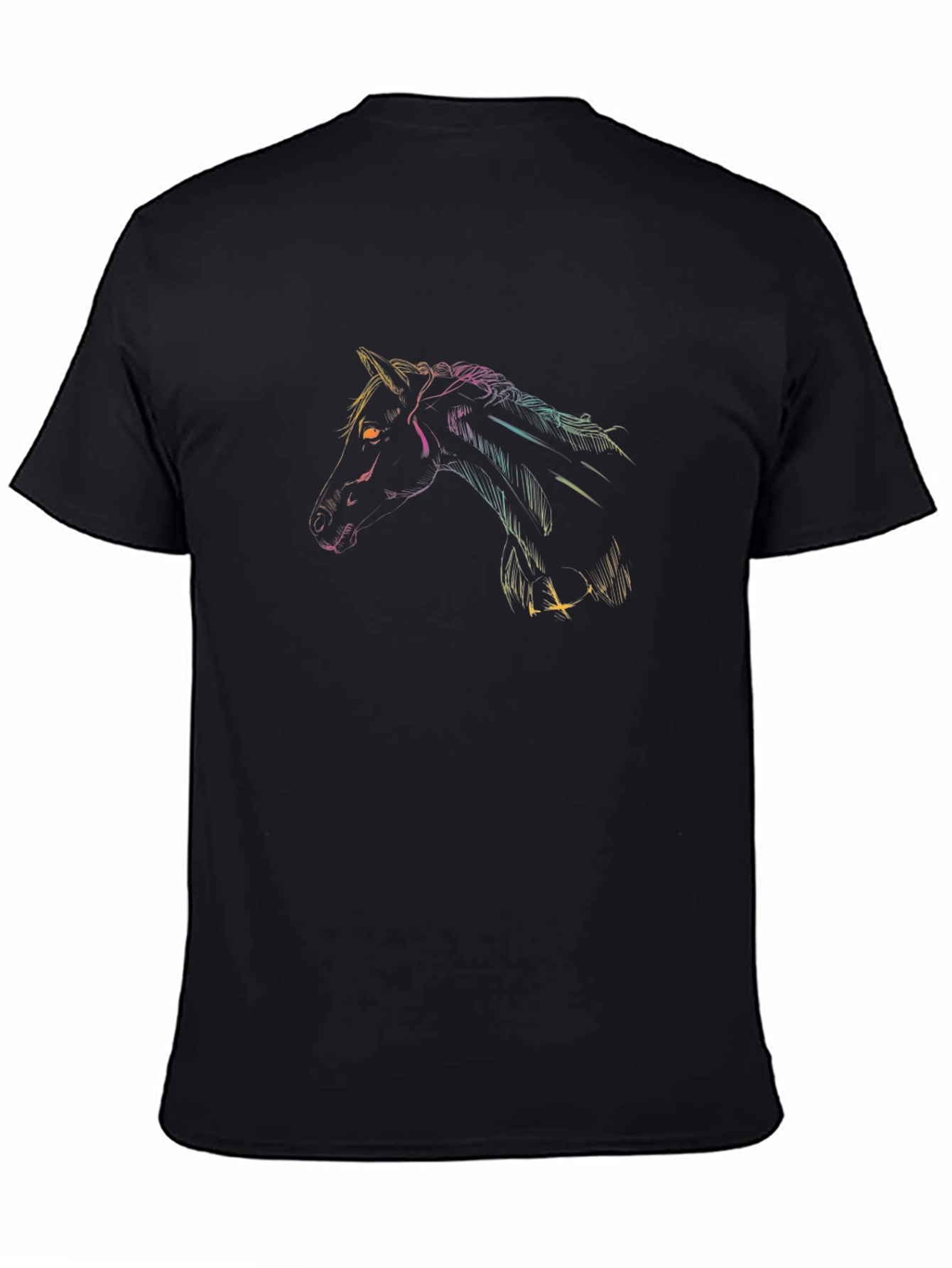 Neon Horse Graphic Black T-Shirt