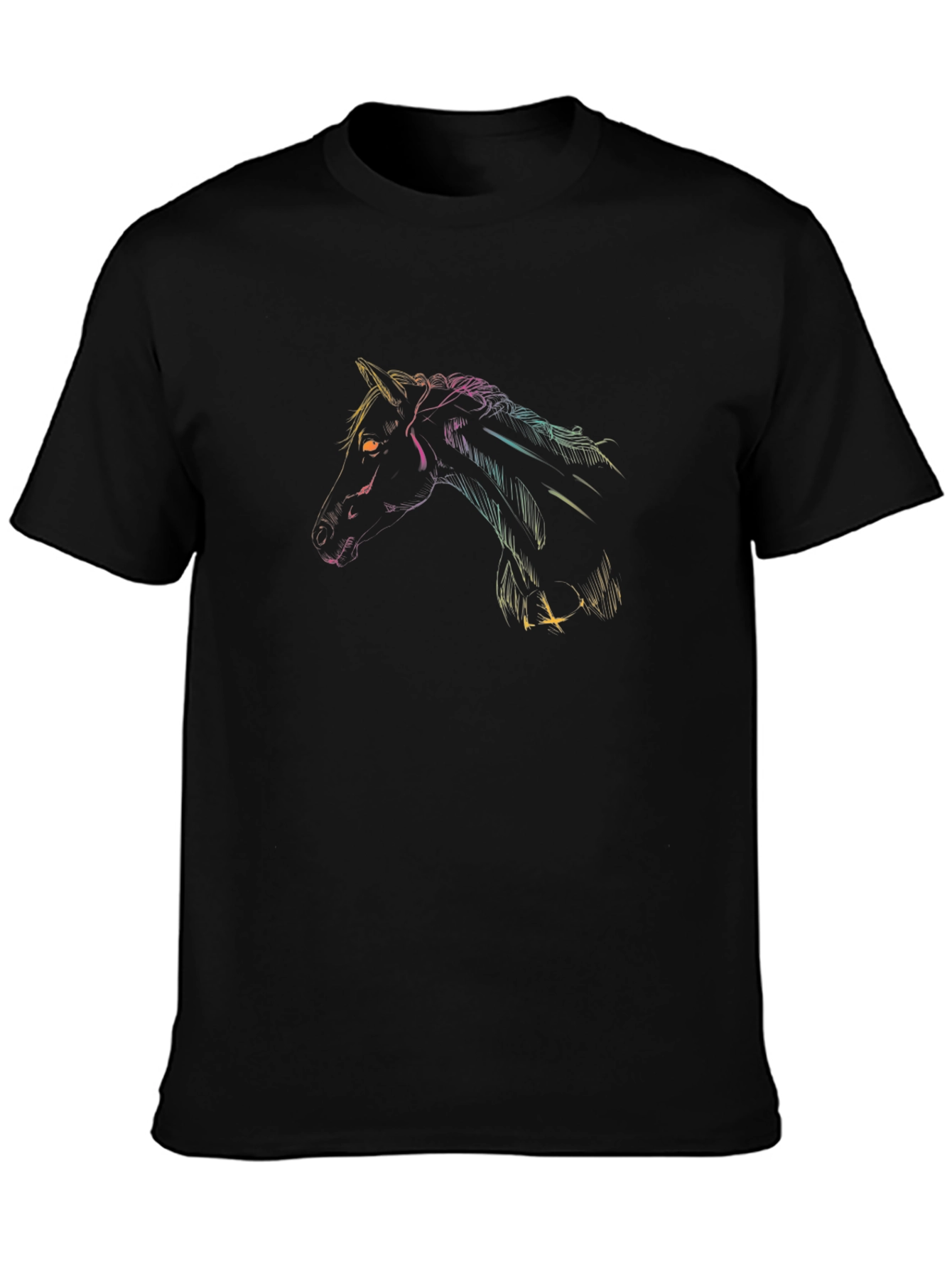 Neon Horse Graphic Black T-Shirt