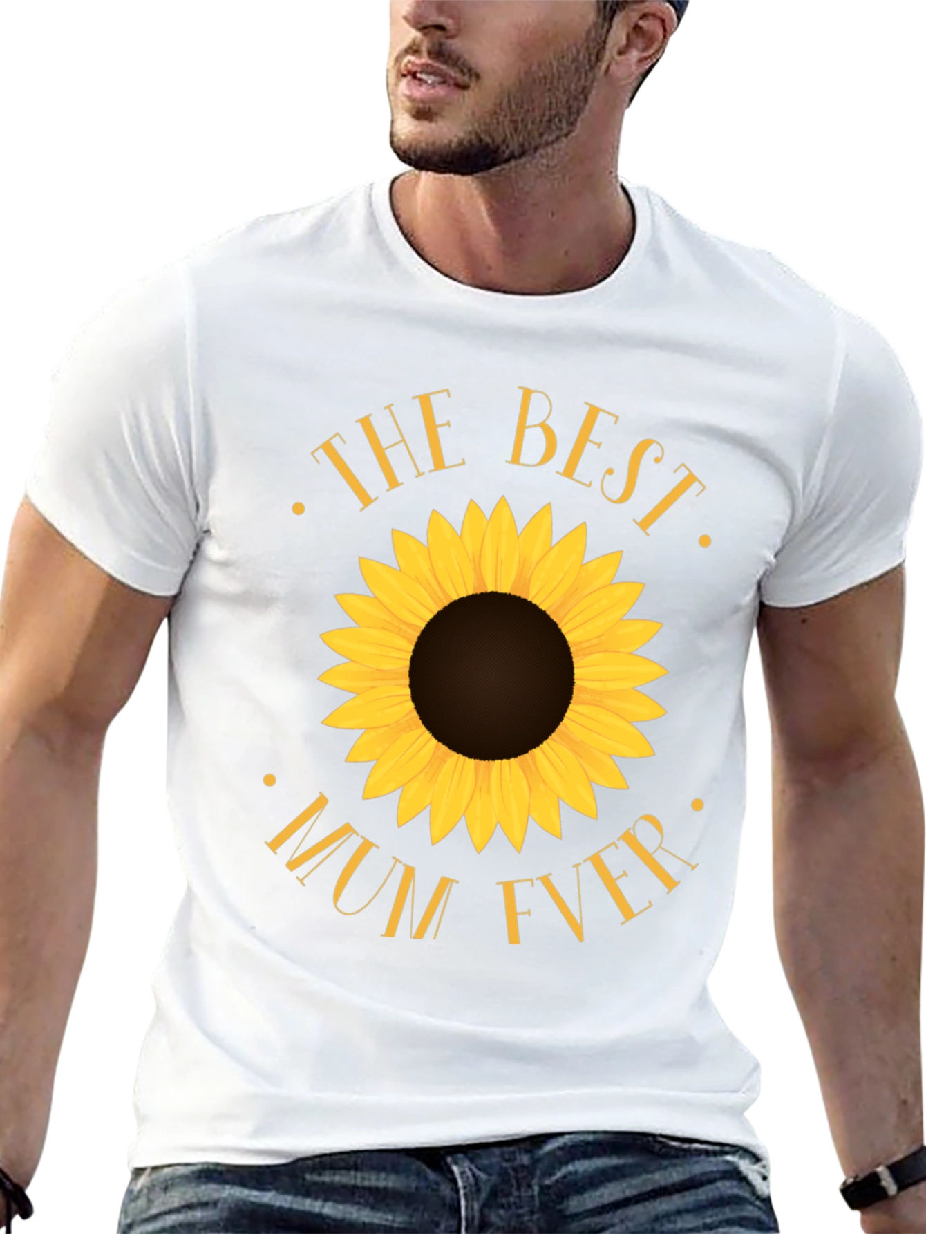 Best Mum Ever Sunflower Black T-Shirt