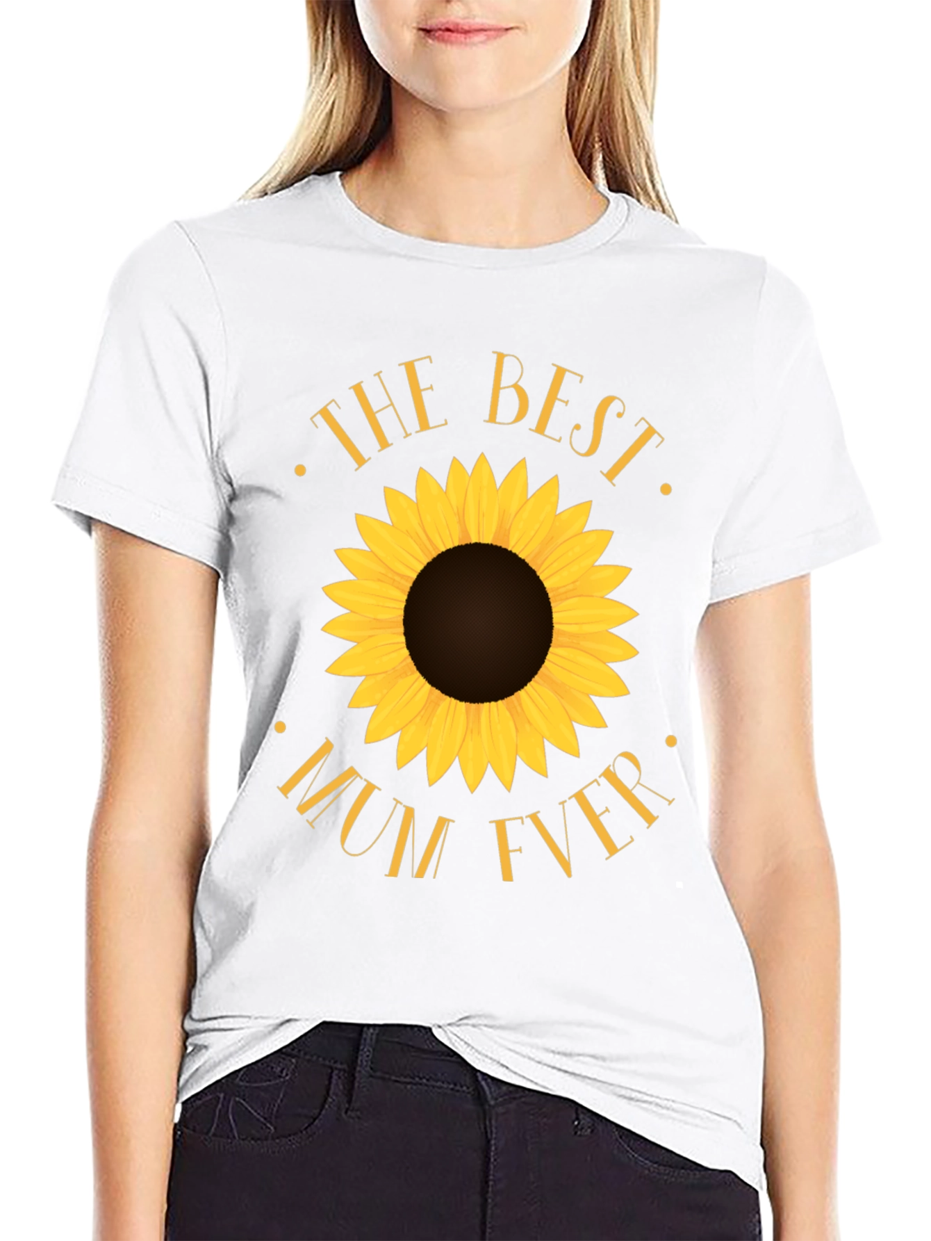 Best Mum Ever Sunflower Black T-Shirt
