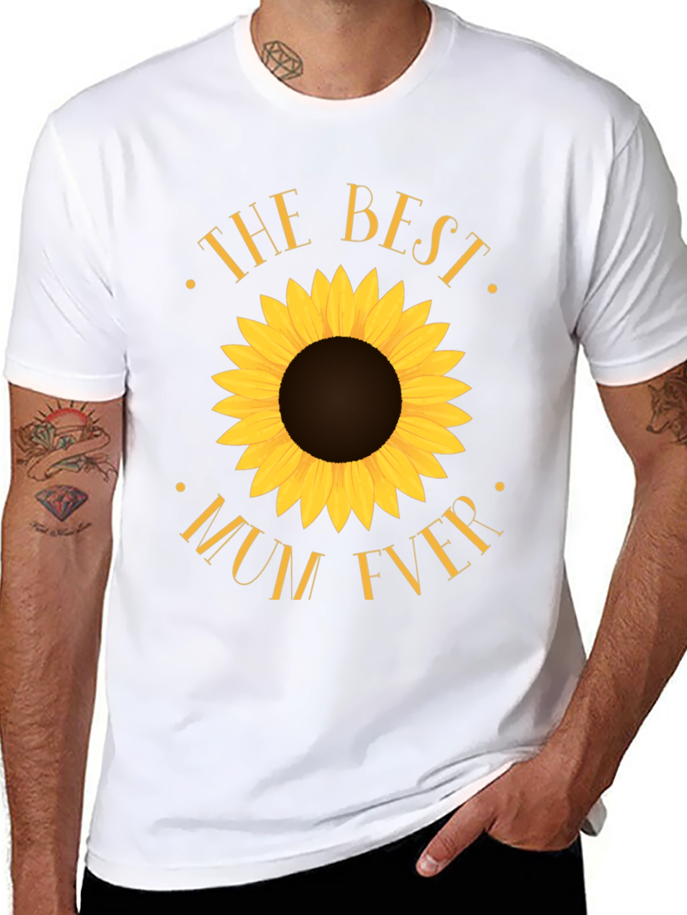 Best Mum Ever Sunflower Black T-Shirt