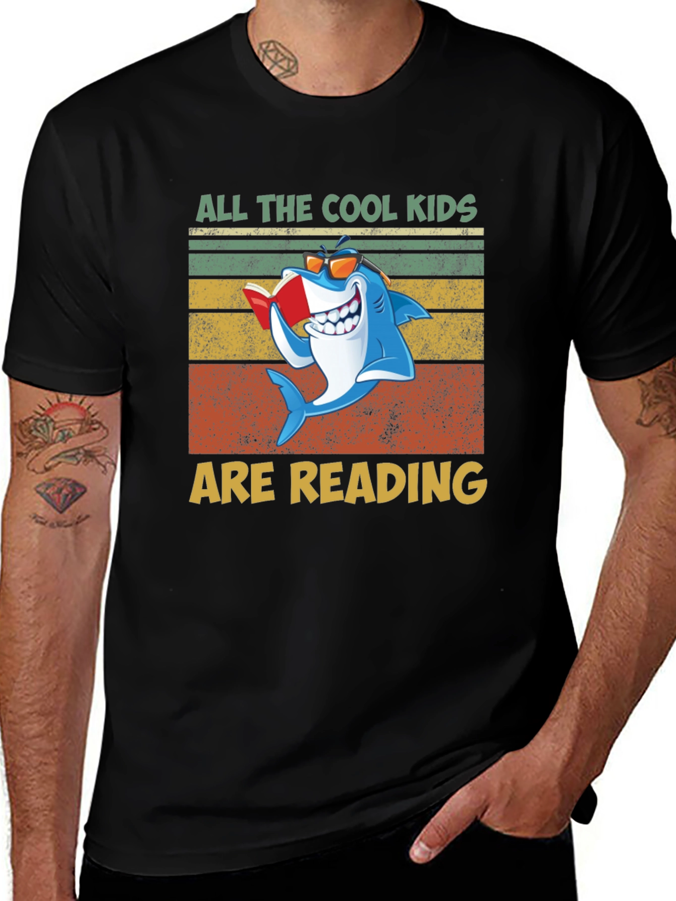 Cool Kids Reading Shark Graphic T-Shirt