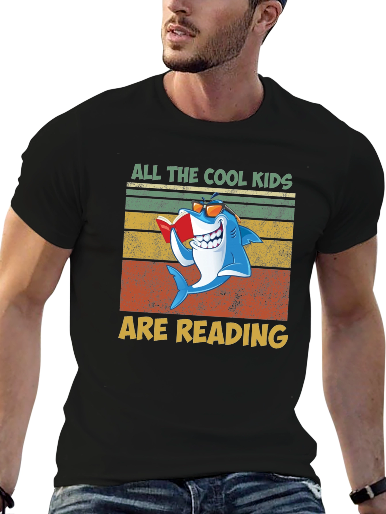 Cool Kids Reading Shark Graphic T-Shirt