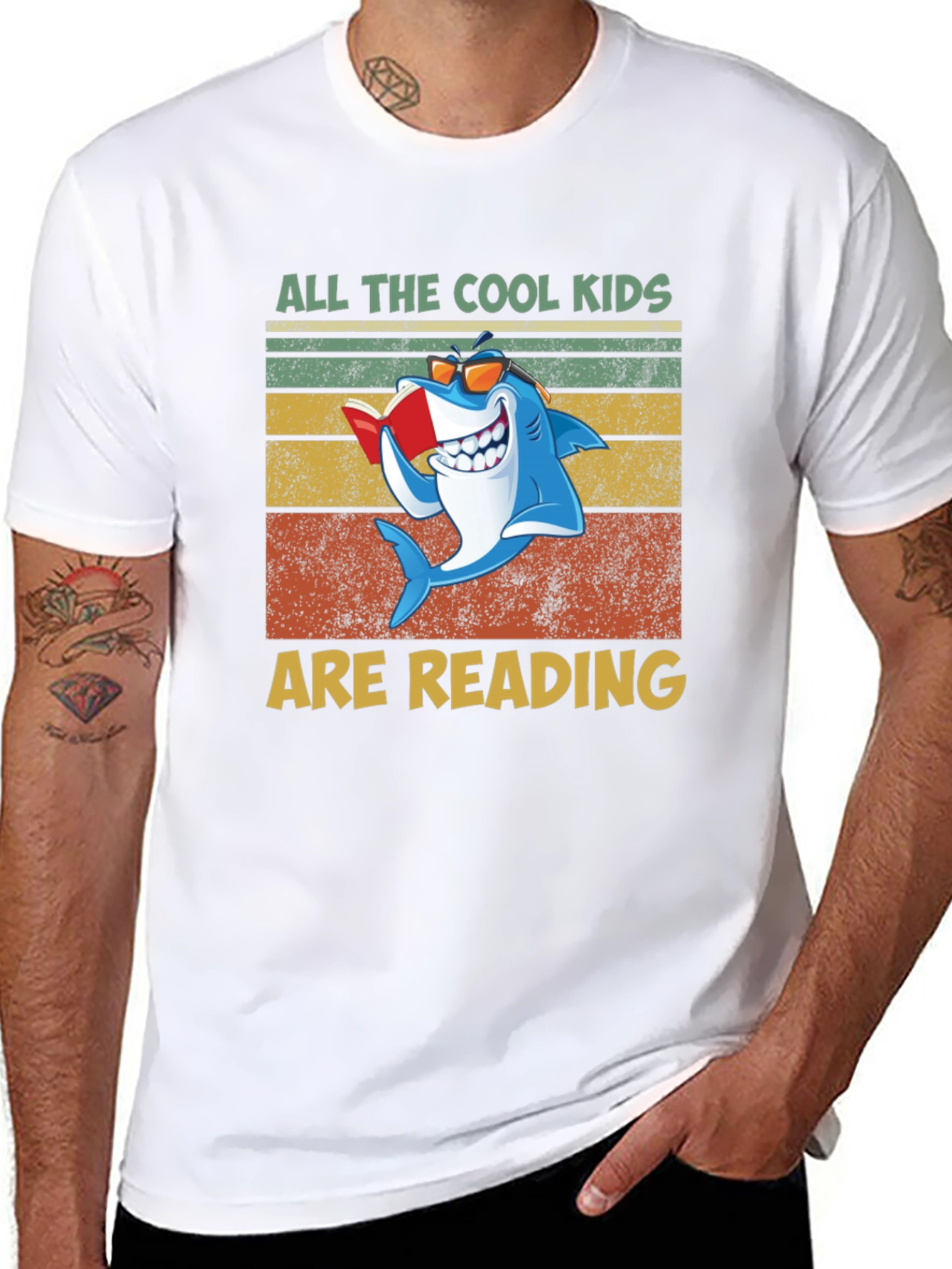 Cool Kids Reading Shark Graphic T-Shirt