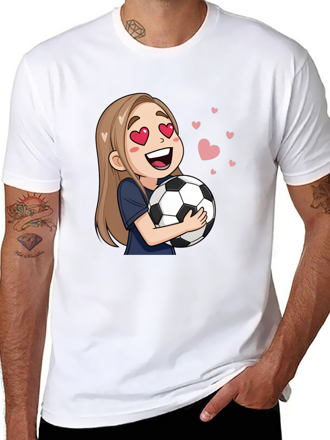 Cartoon Girl Soccer Fan T-Shirt