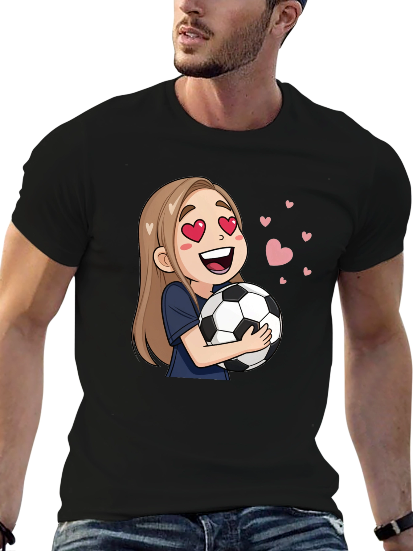 Cartoon Girl Soccer Fan T-Shirt