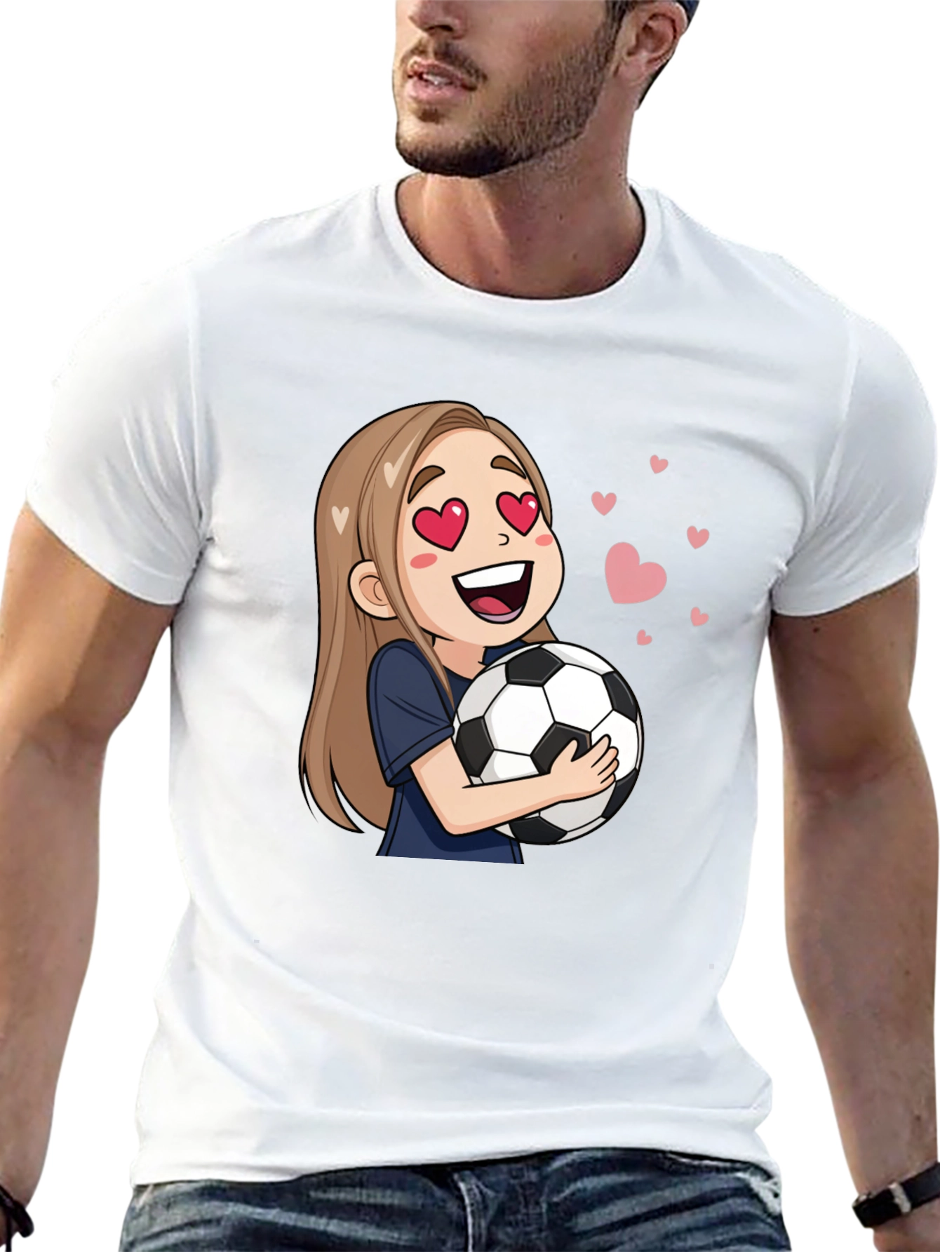 Cartoon Girl Soccer Fan T-Shirt
