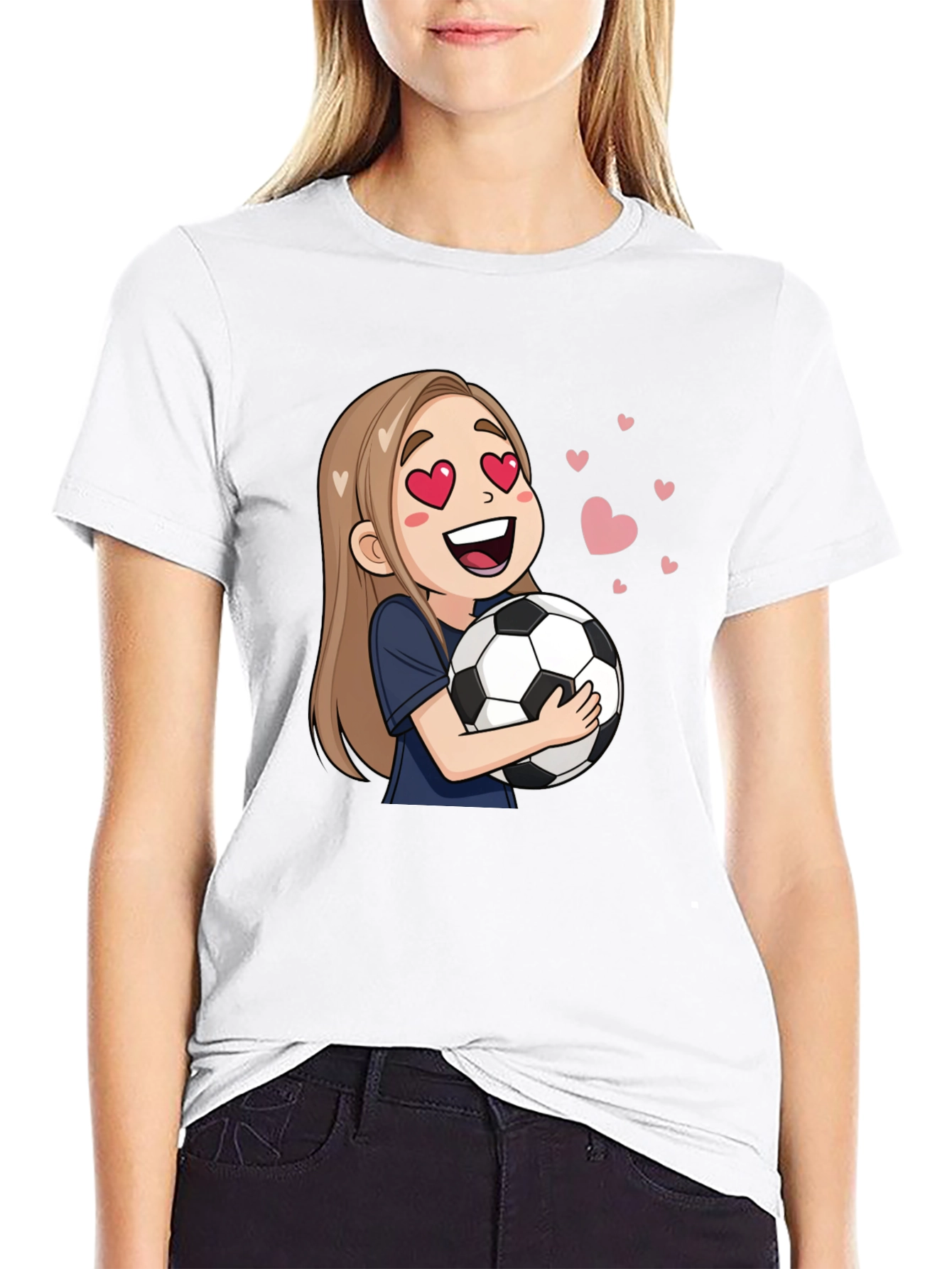 Cartoon Girl Soccer Fan T-Shirt