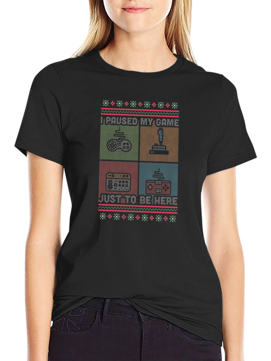 I Paused My Game T-Shirt - Ugly Christmas Sweater Style Tee