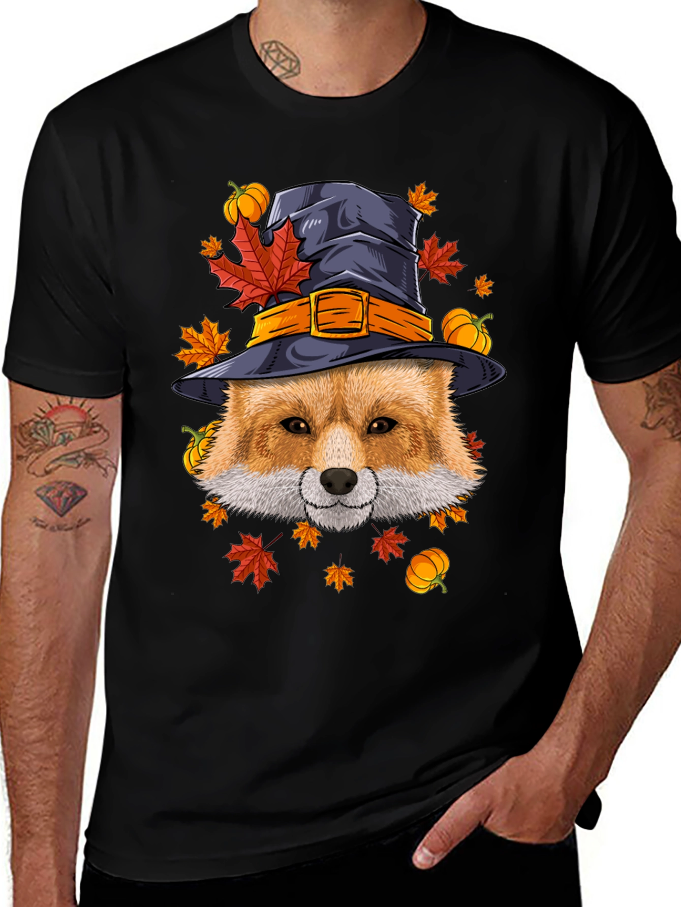 Fall Fox Witch Hat T-Shirt