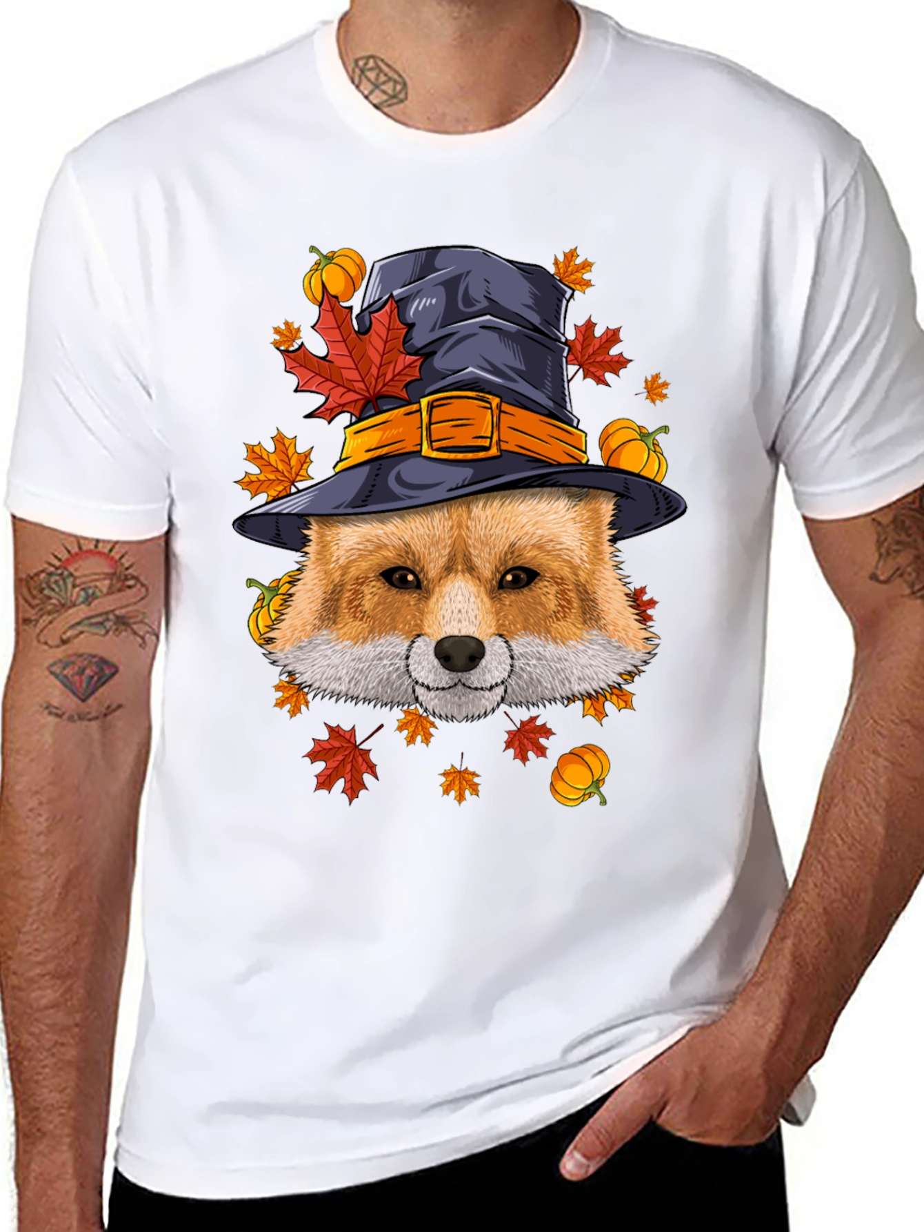Fall Fox Witch Hat T-Shirt