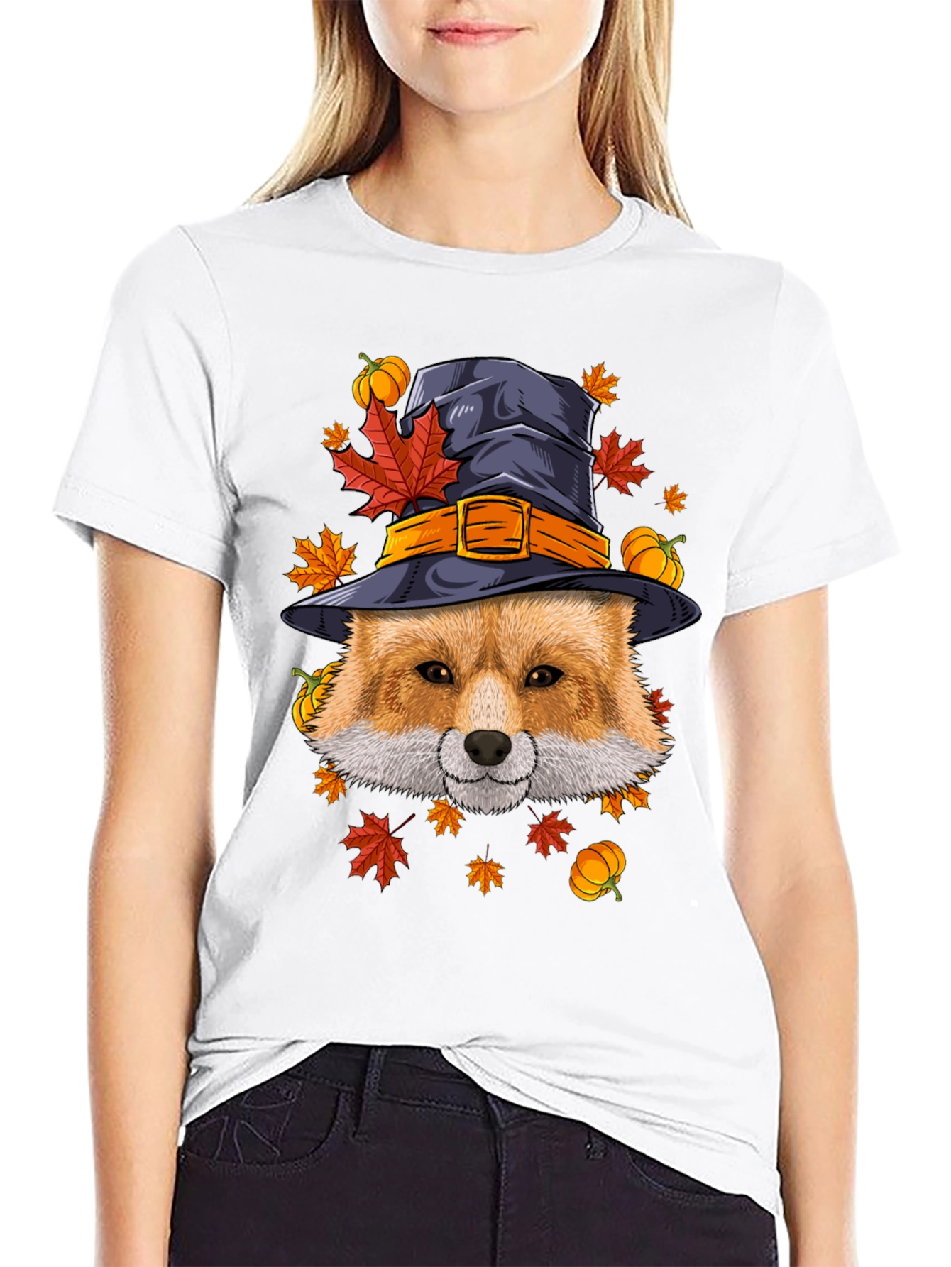 Fall Fox Witch Hat T-Shirt