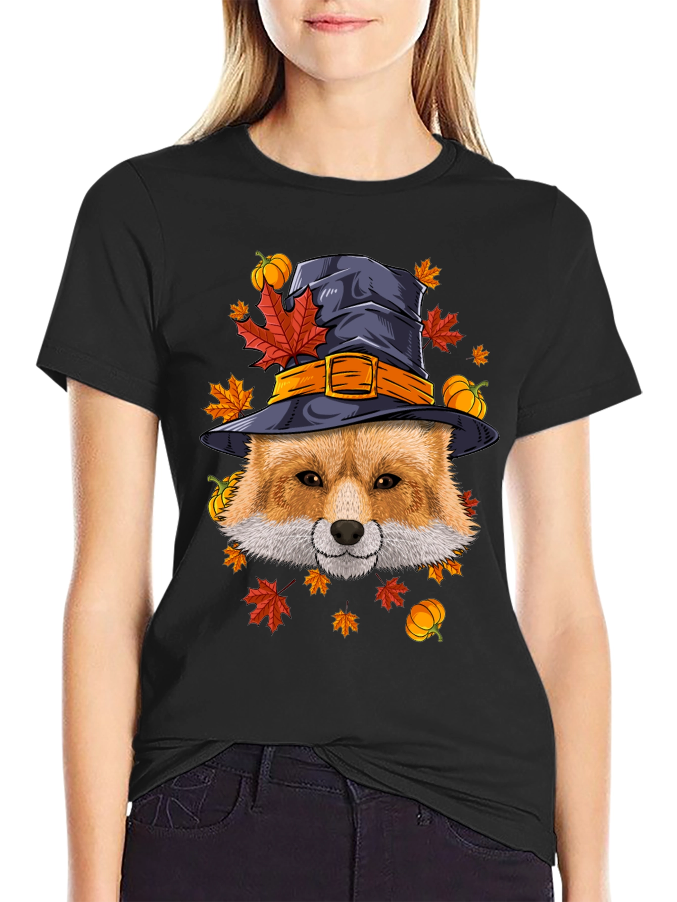 Fall Fox Witch Hat T-Shirt