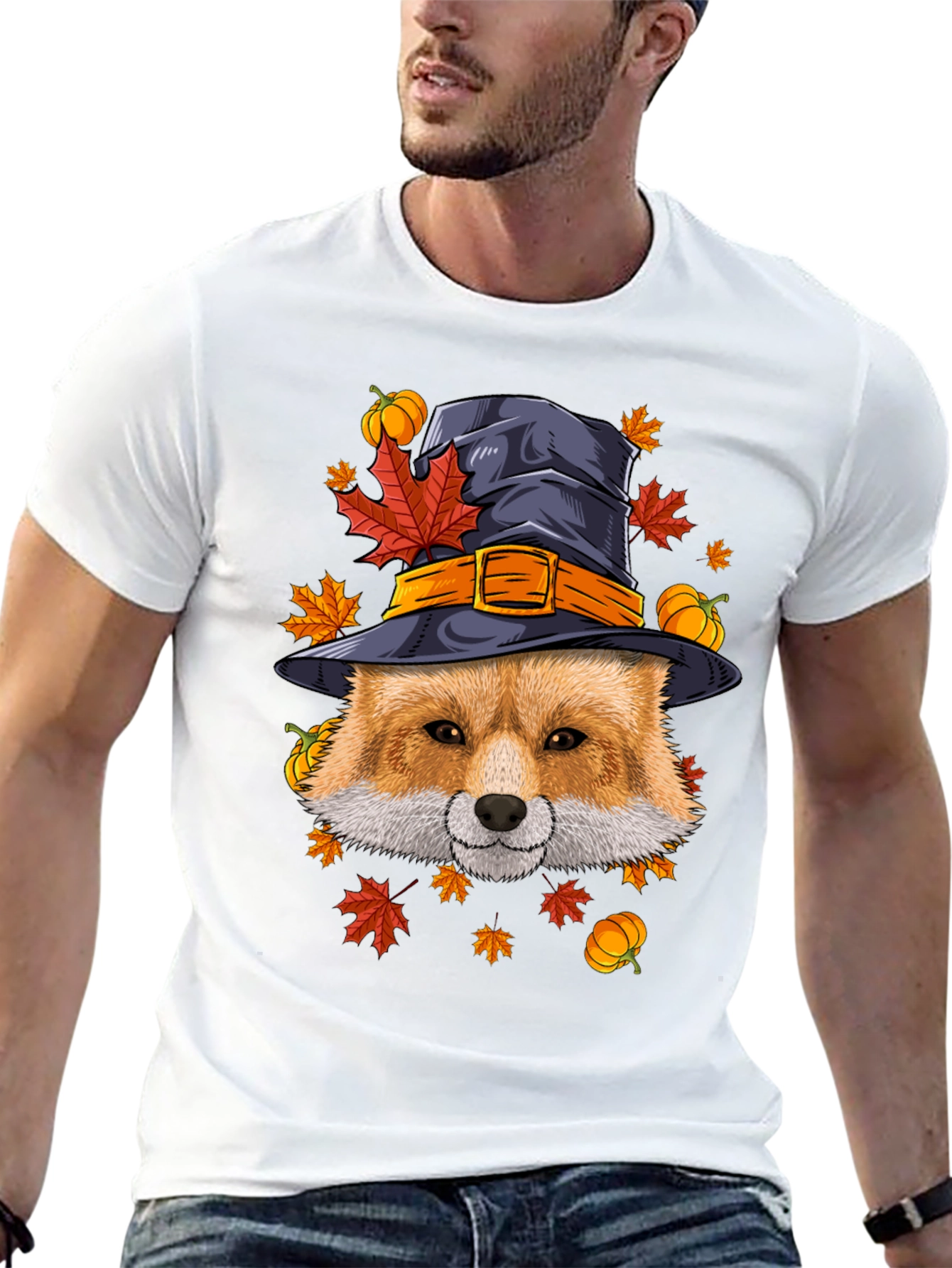 Fall Fox Witch Hat T-Shirt
