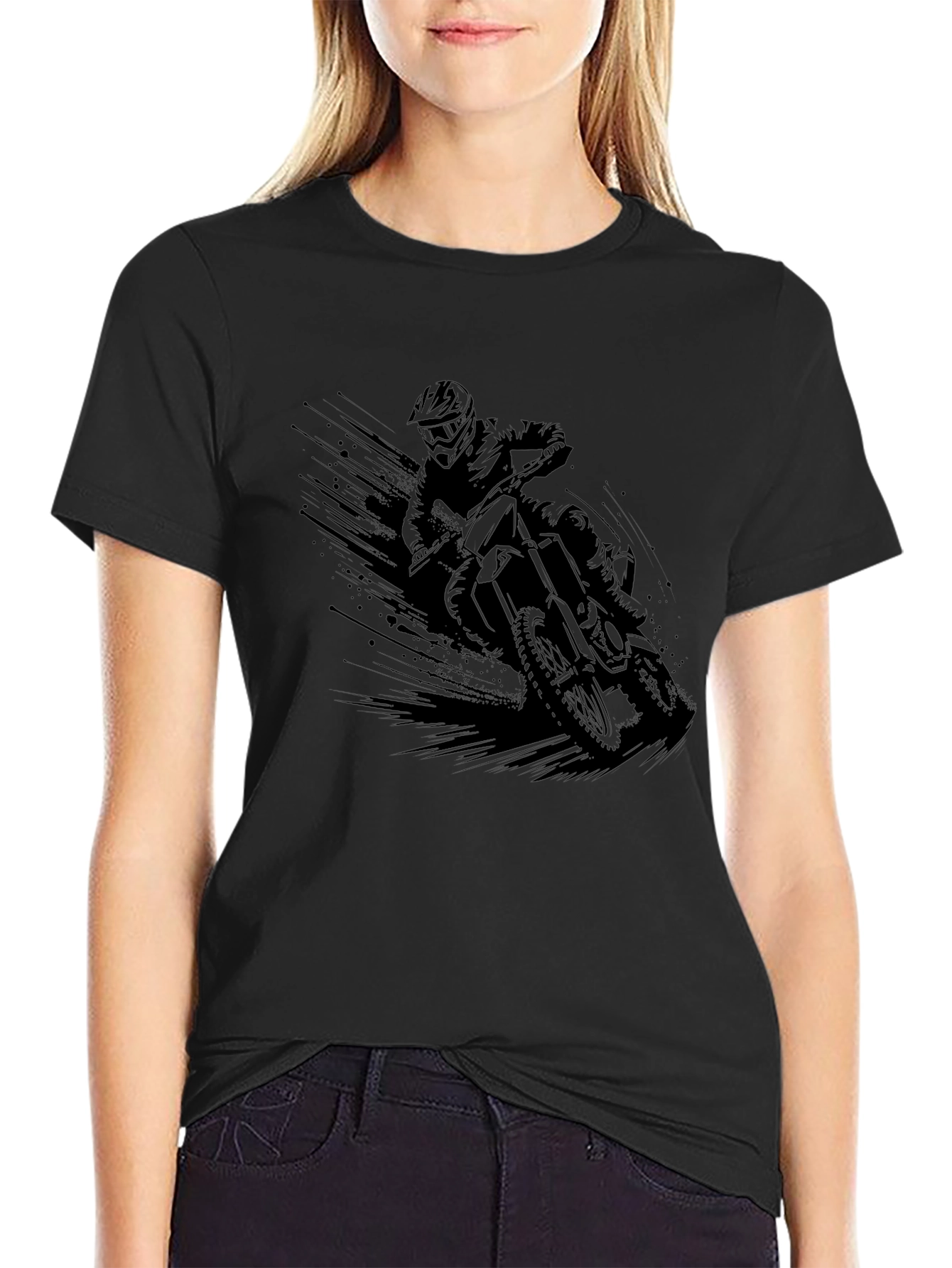 Motocross Rider Graphic T-Shirt - Black Cotton Tee