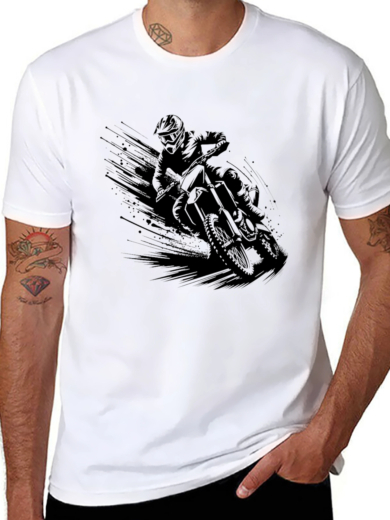 Motocross Rider Graphic T-Shirt - Black Cotton Tee