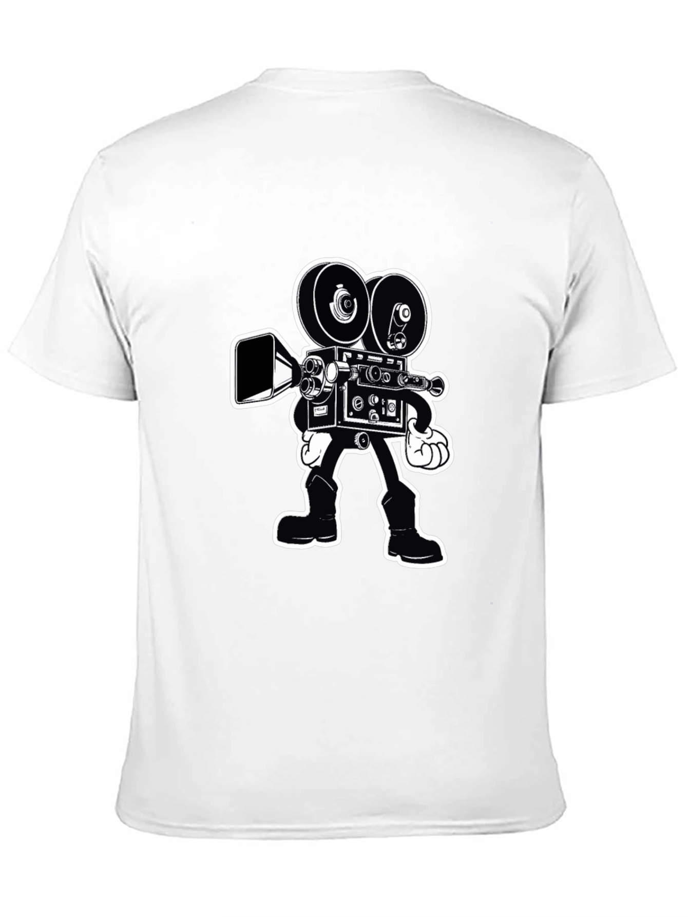 Retro Cartoon Movie Camera T-Shirt - Black Cotton Tee