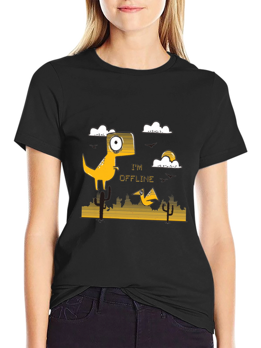 Im Offline Dinosaur Graphic Tee - Stylish Mens Black T-Shirt