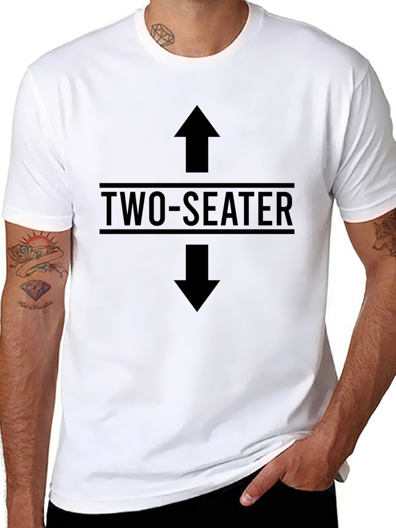 Two-Seater Graphic T-Shirt - Directional Arrows Design