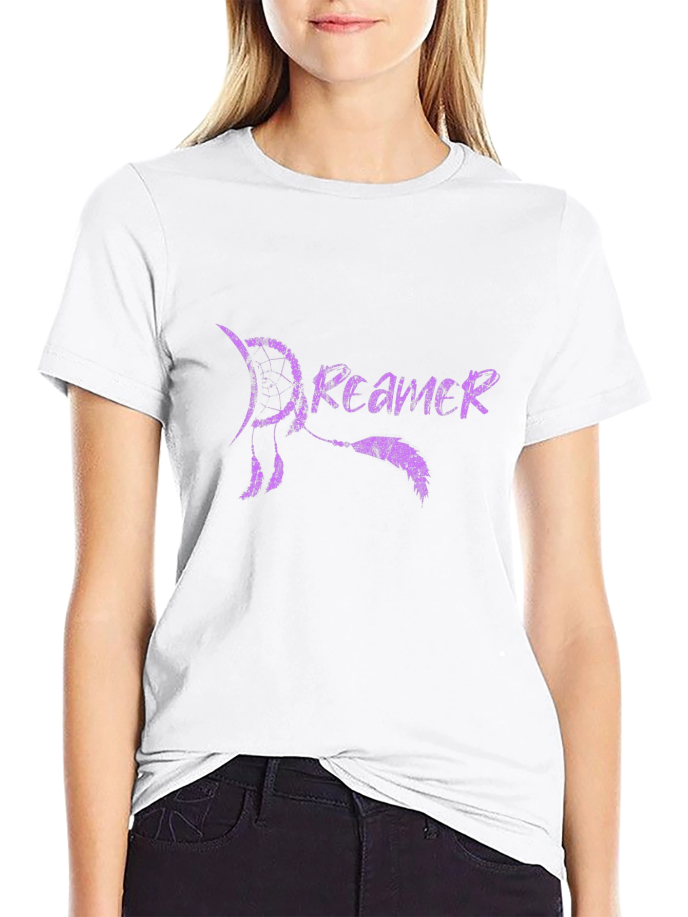 Dreamer Black T-Shirt with Purple Dreamcatcher Design