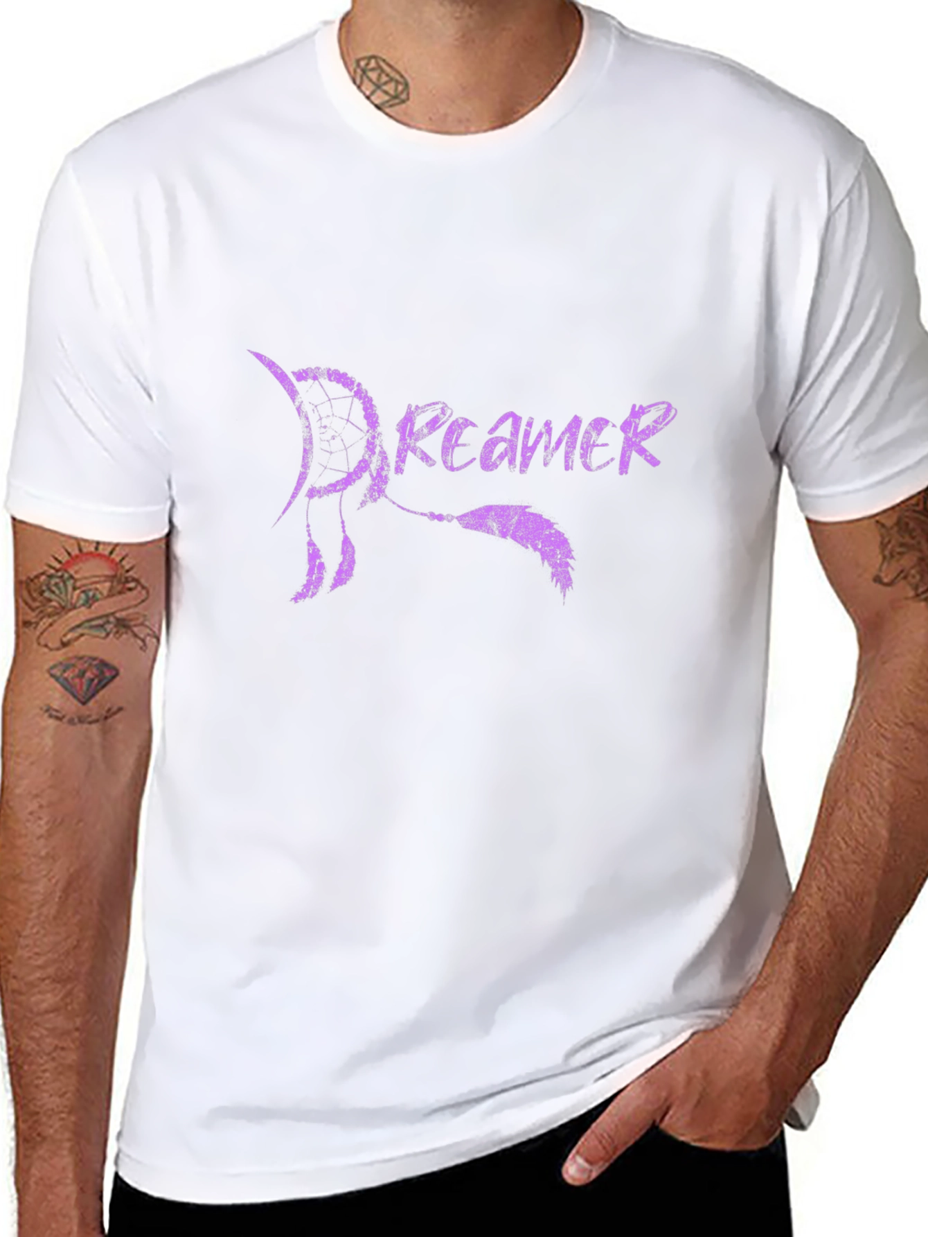 Dreamer Black T-Shirt with Purple Dreamcatcher Design