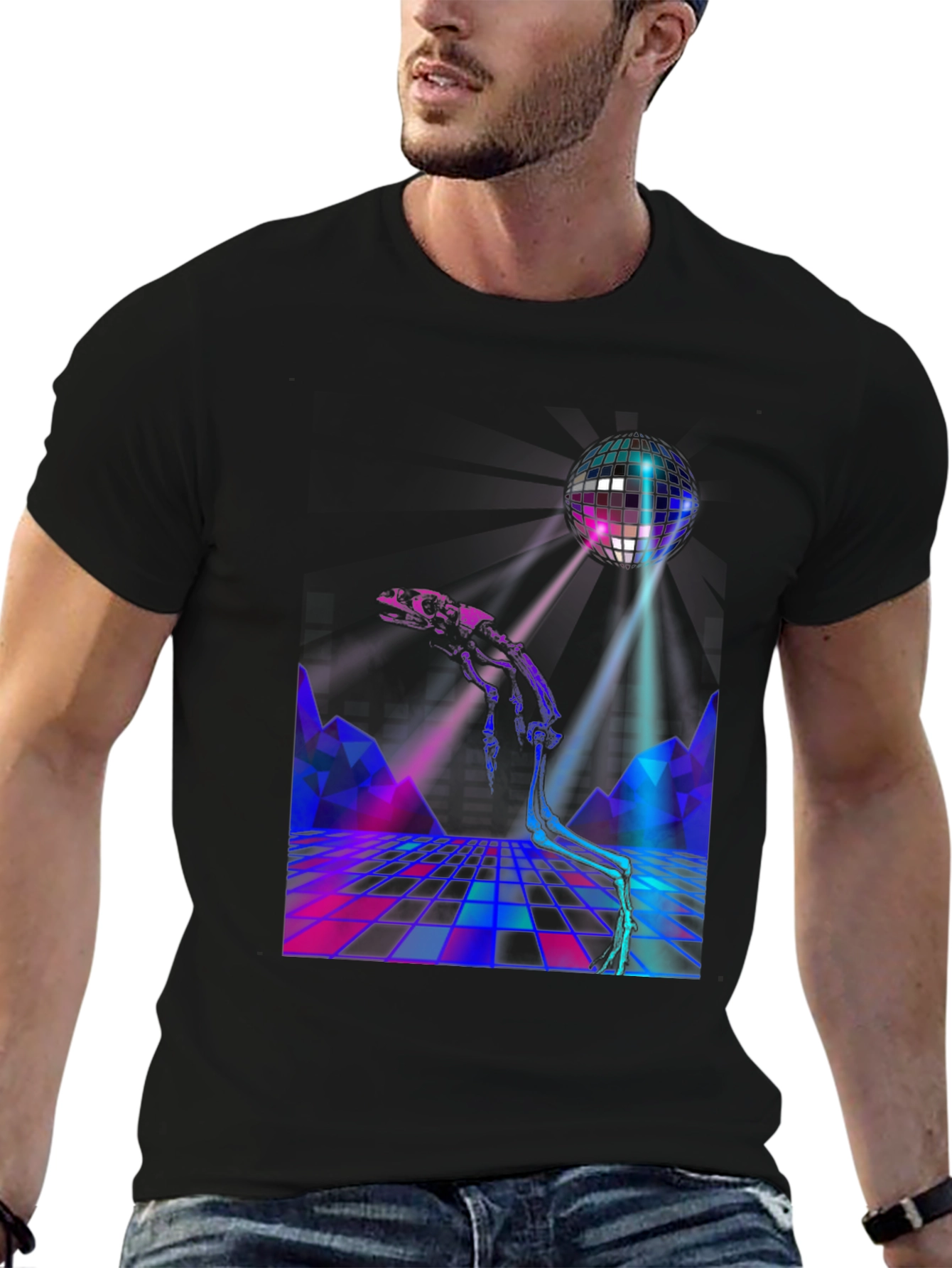 Retro Disco Skeleton T-Shirt - Cool Party Tee