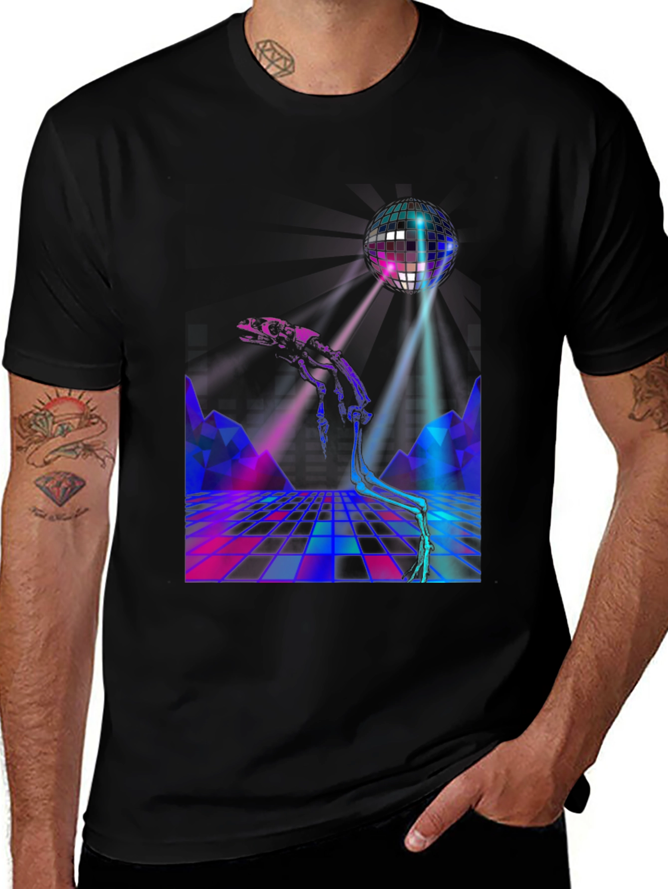 Retro Disco Skeleton T-Shirt - Cool Party Tee