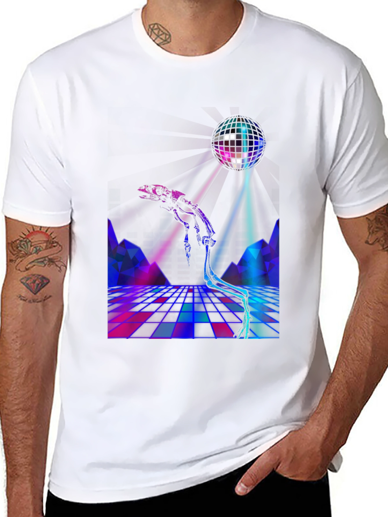 Retro Disco Skeleton T-Shirt - Cool Party Tee