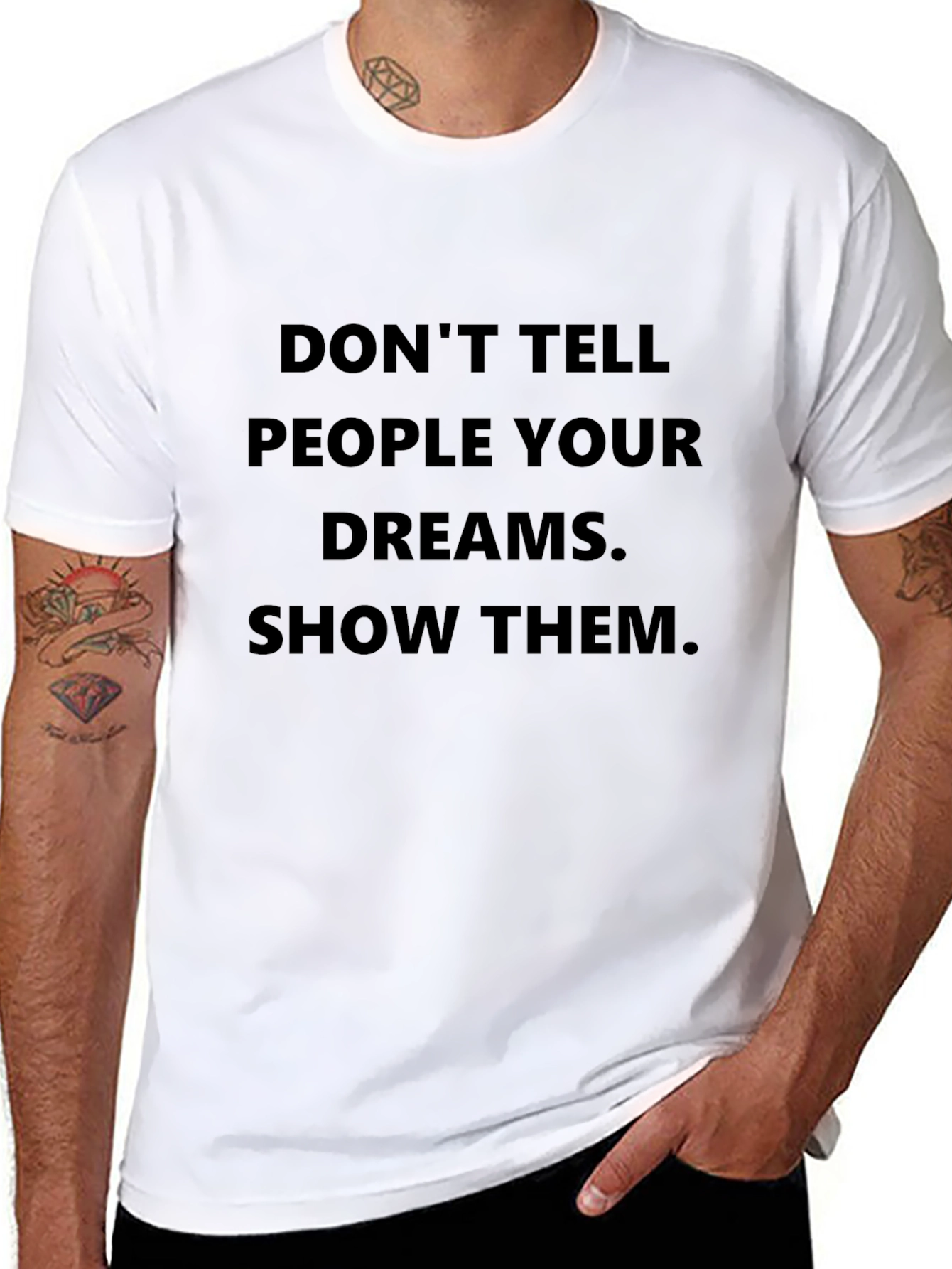 Motivational Black T-Shirt: Dont Tell Show!