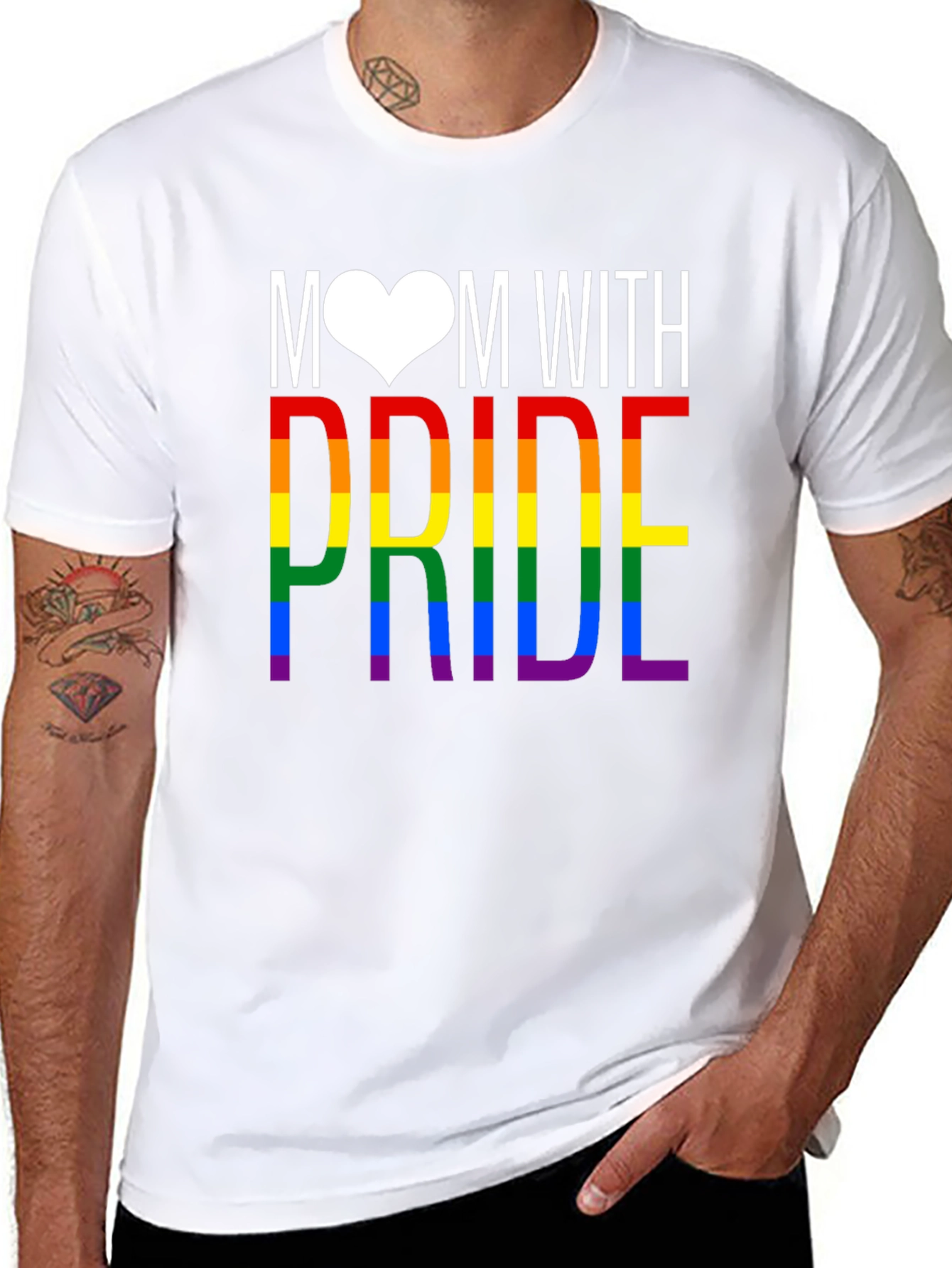 Mom With Pride Rainbow LGBTQ T-Shirt