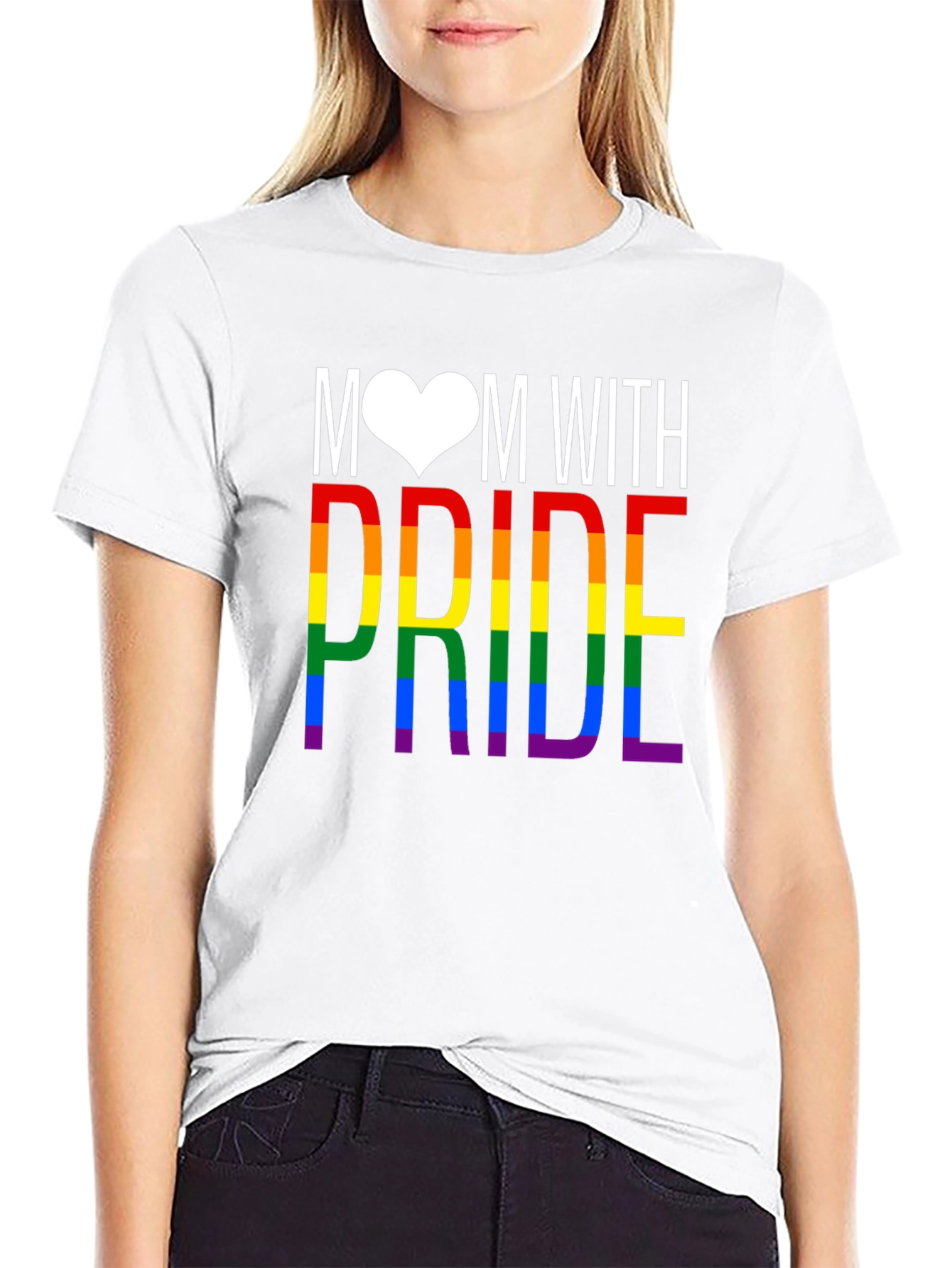Mom With Pride Rainbow LGBTQ T-Shirt