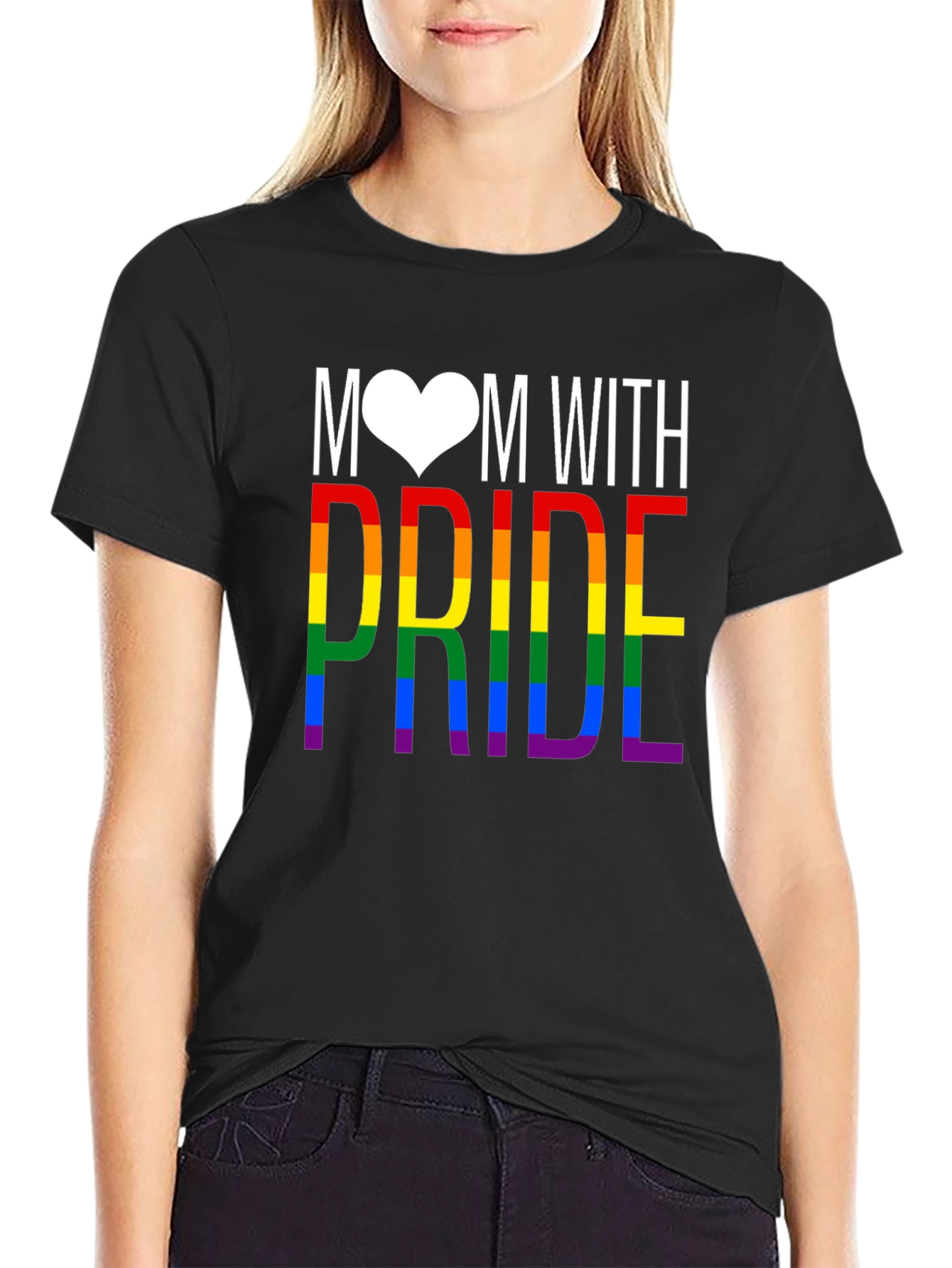 Mom With Pride Rainbow LGBTQ T-Shirt