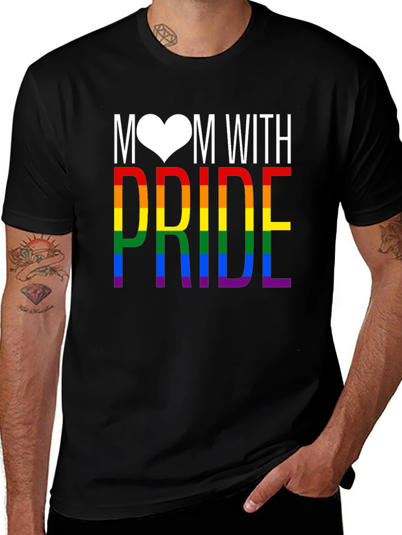Mom With Pride Rainbow LGBTQ T-Shirt