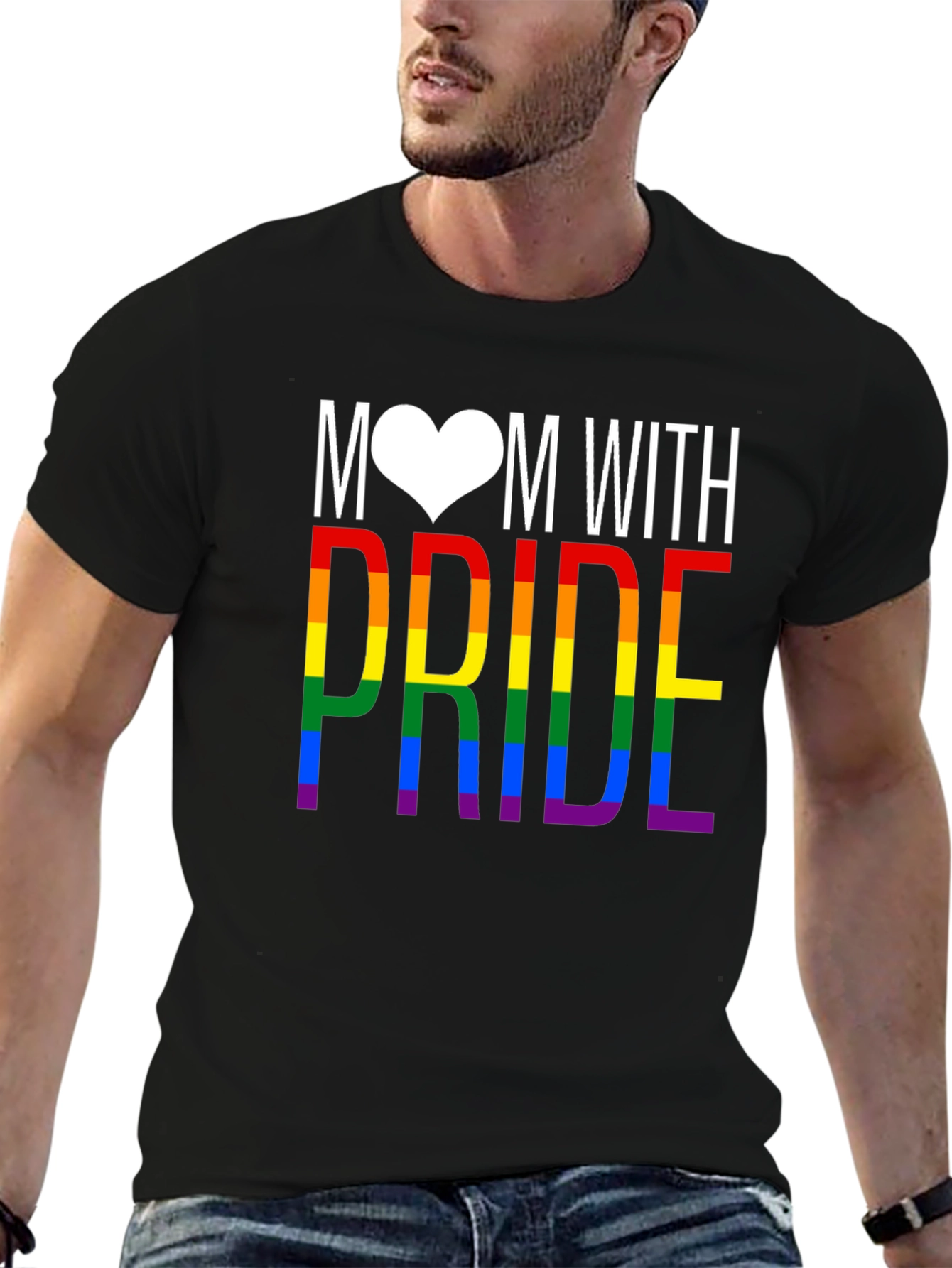 Mom With Pride Rainbow LGBTQ T-Shirt
