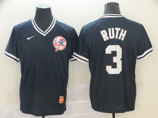 Men's New York Yankees Babe Ruth #3 Navy Replica Player Jerseys