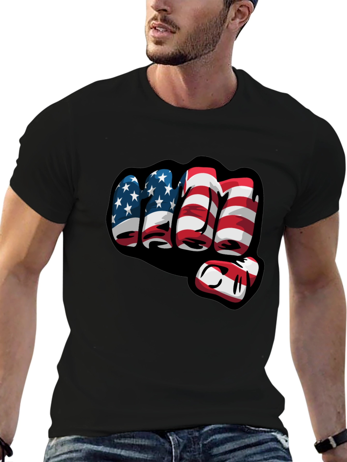 American Flag Fist Graphic T-Shirt