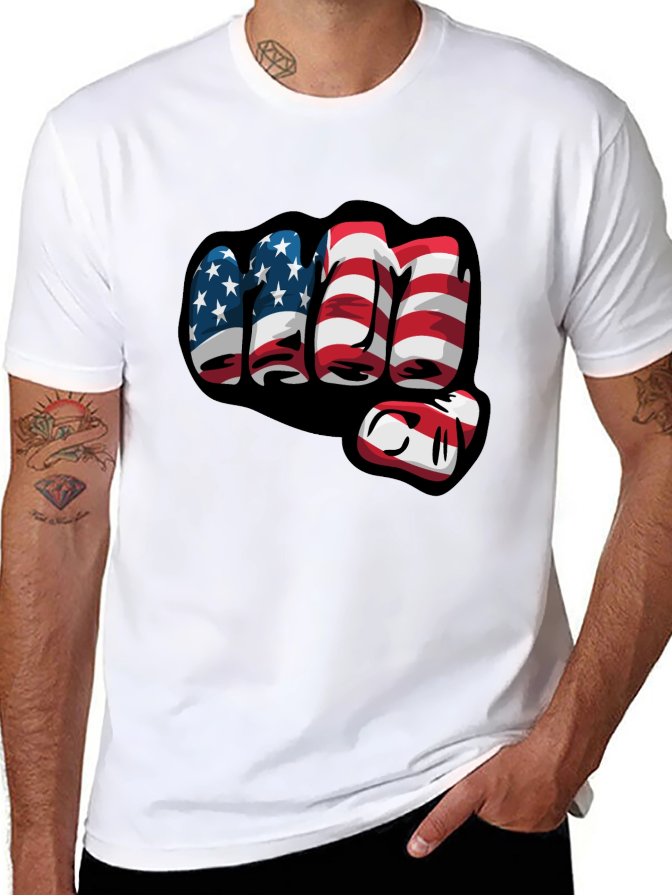 American Flag Fist Graphic T-Shirt
