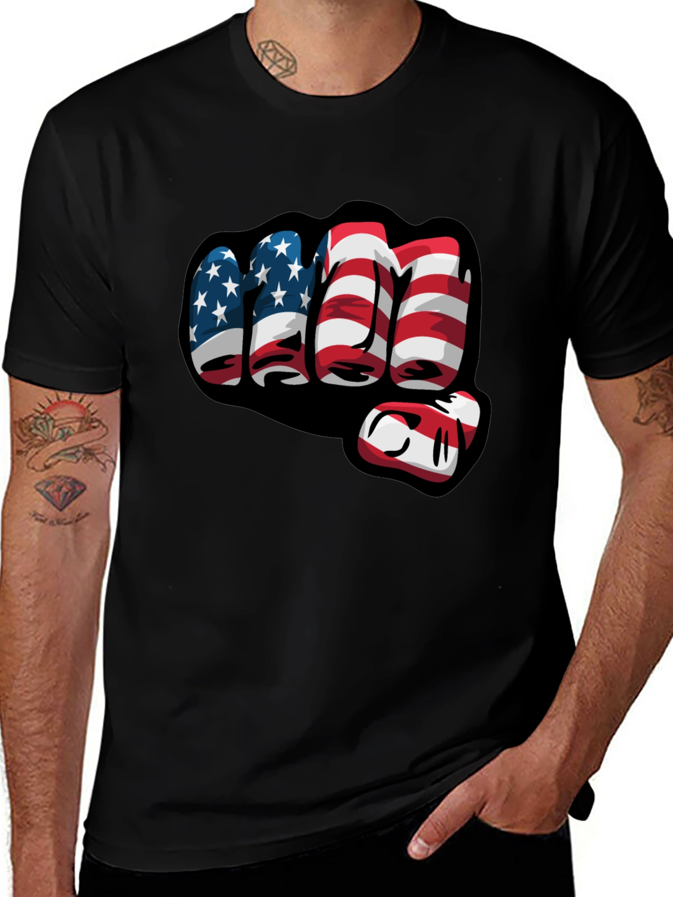American Flag Fist Graphic T-Shirt