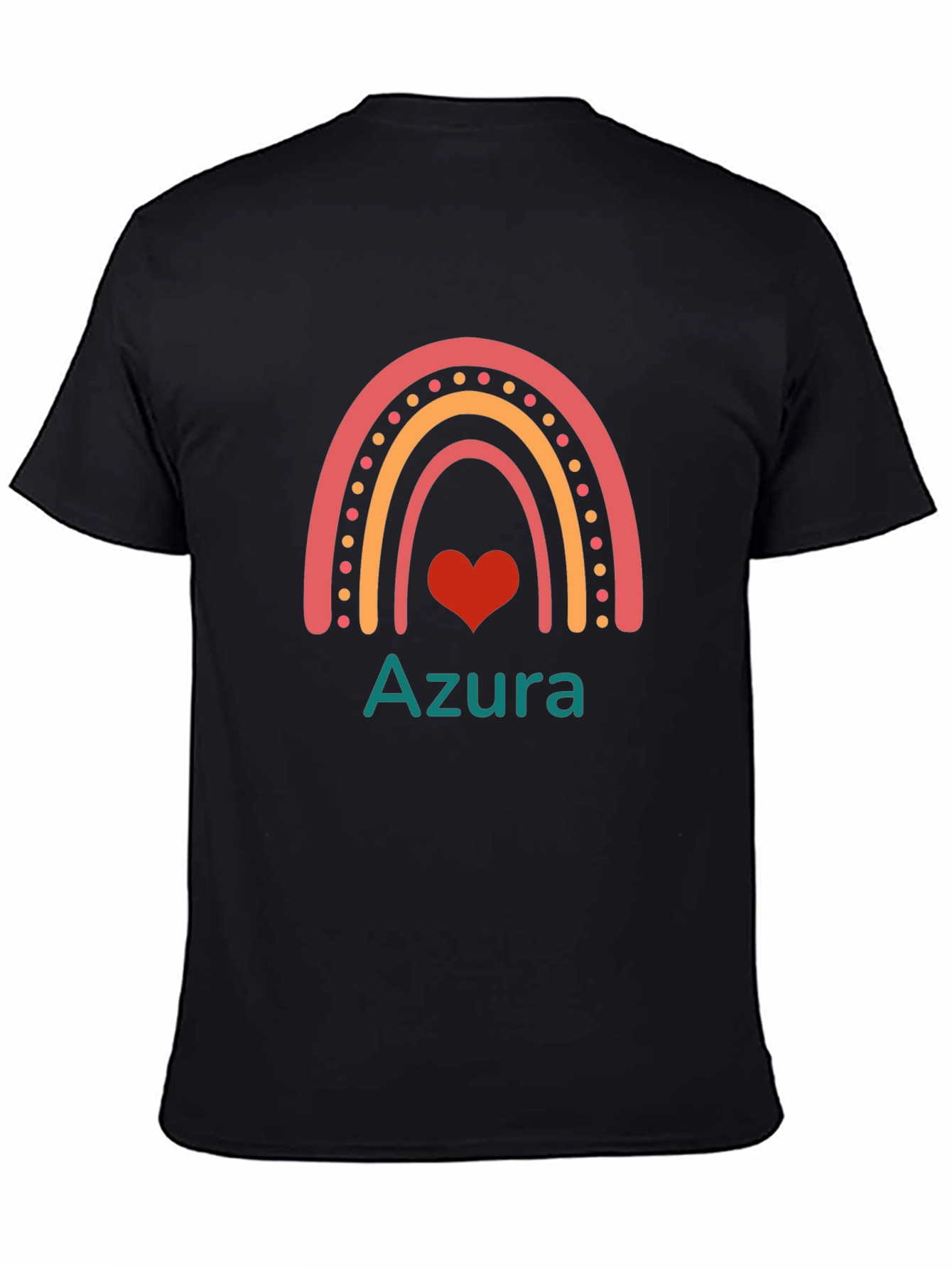 Rainbow Heart Azura Black Cotton Graphic Tee