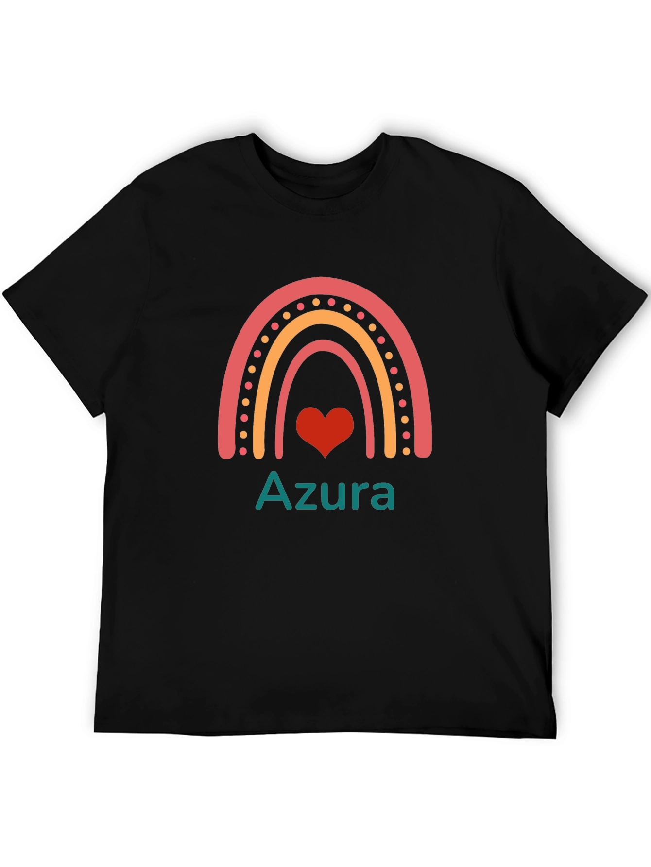Rainbow Heart Azura Black Cotton Graphic Tee