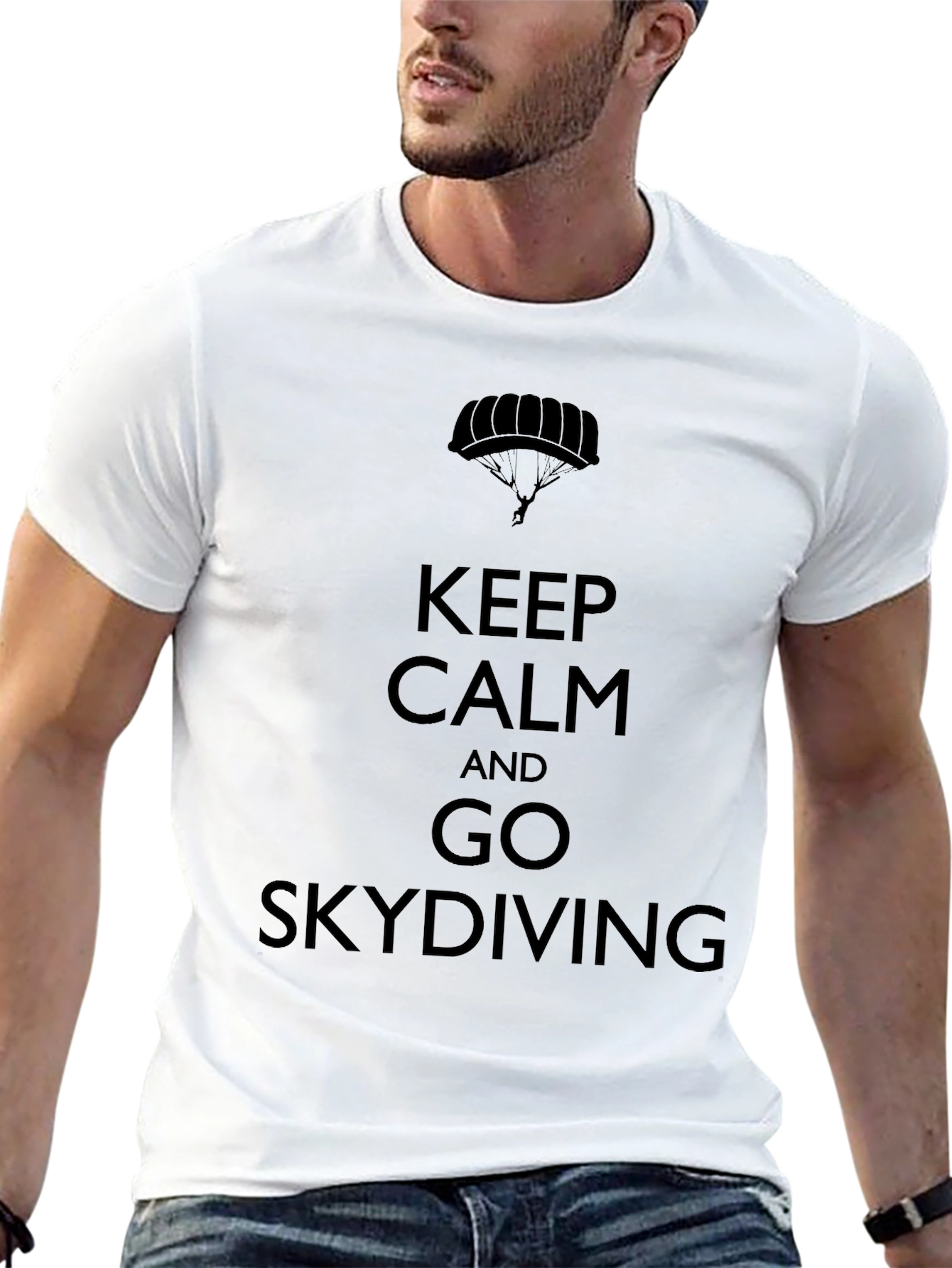 Keep Calm & Go Skydiving Black T-Shirt