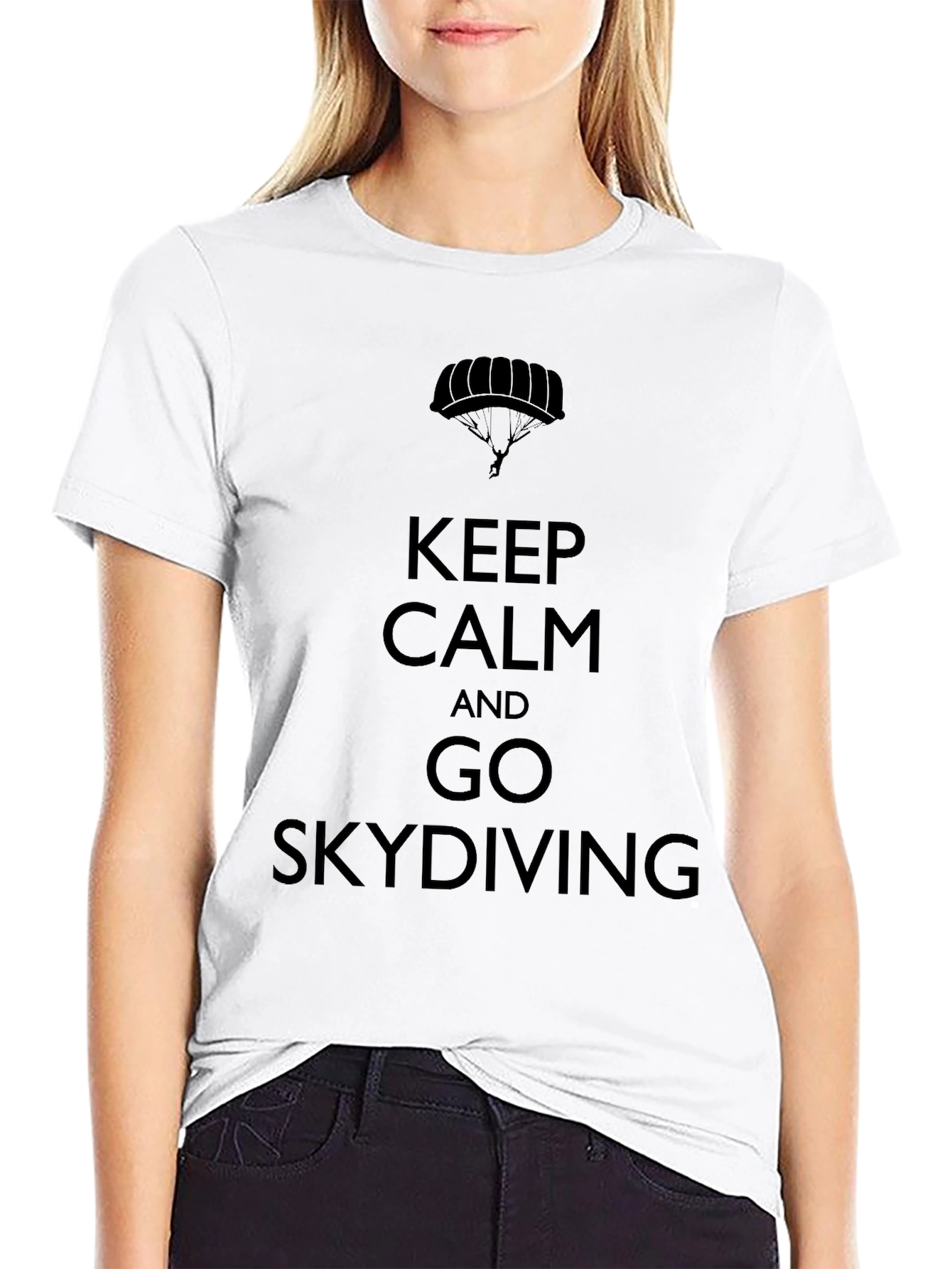 Keep Calm & Go Skydiving Black T-Shirt