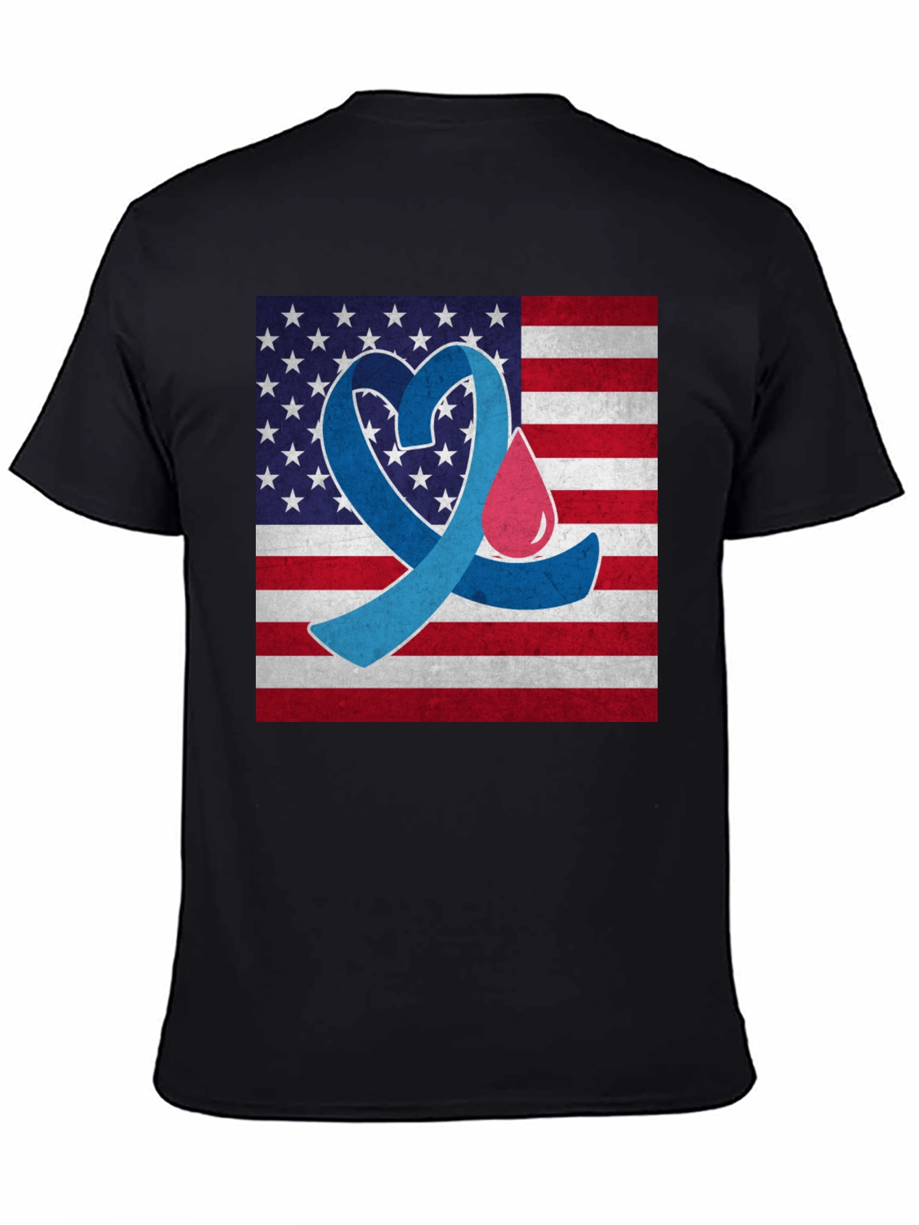 Diabetes Awareness USA Flag Heart T-Shirt
